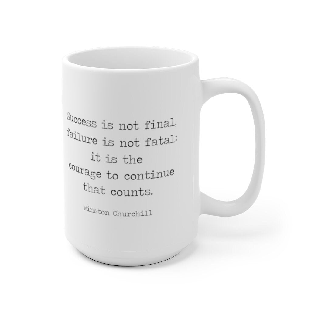 Winston Churchill Success Quote White Ceramic Coffee Mug