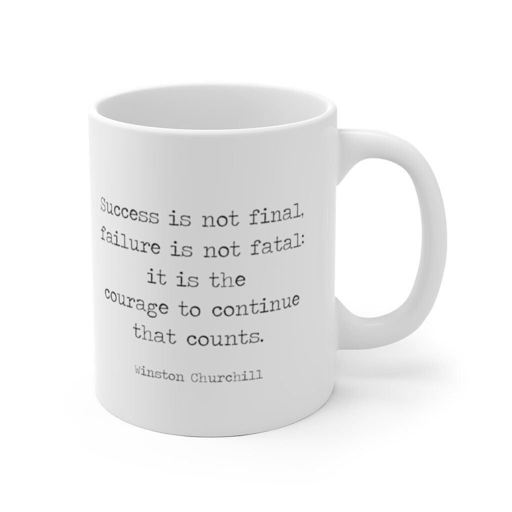 Winston Churchill Success Quote White Ceramic Coffee Mug