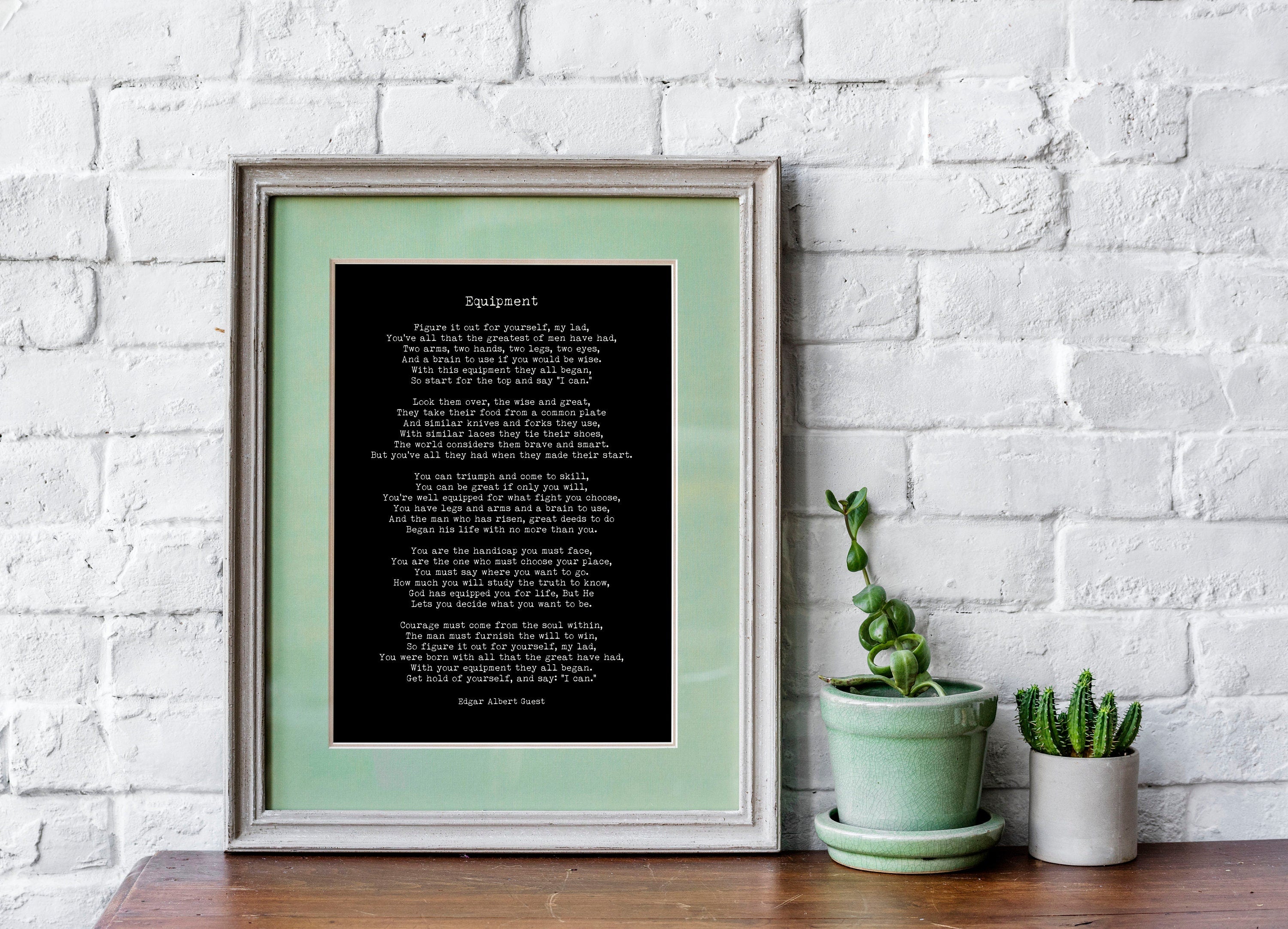 Equipment Edgar Albert Guest Poem, Black & White Poetry Wall Art Prints