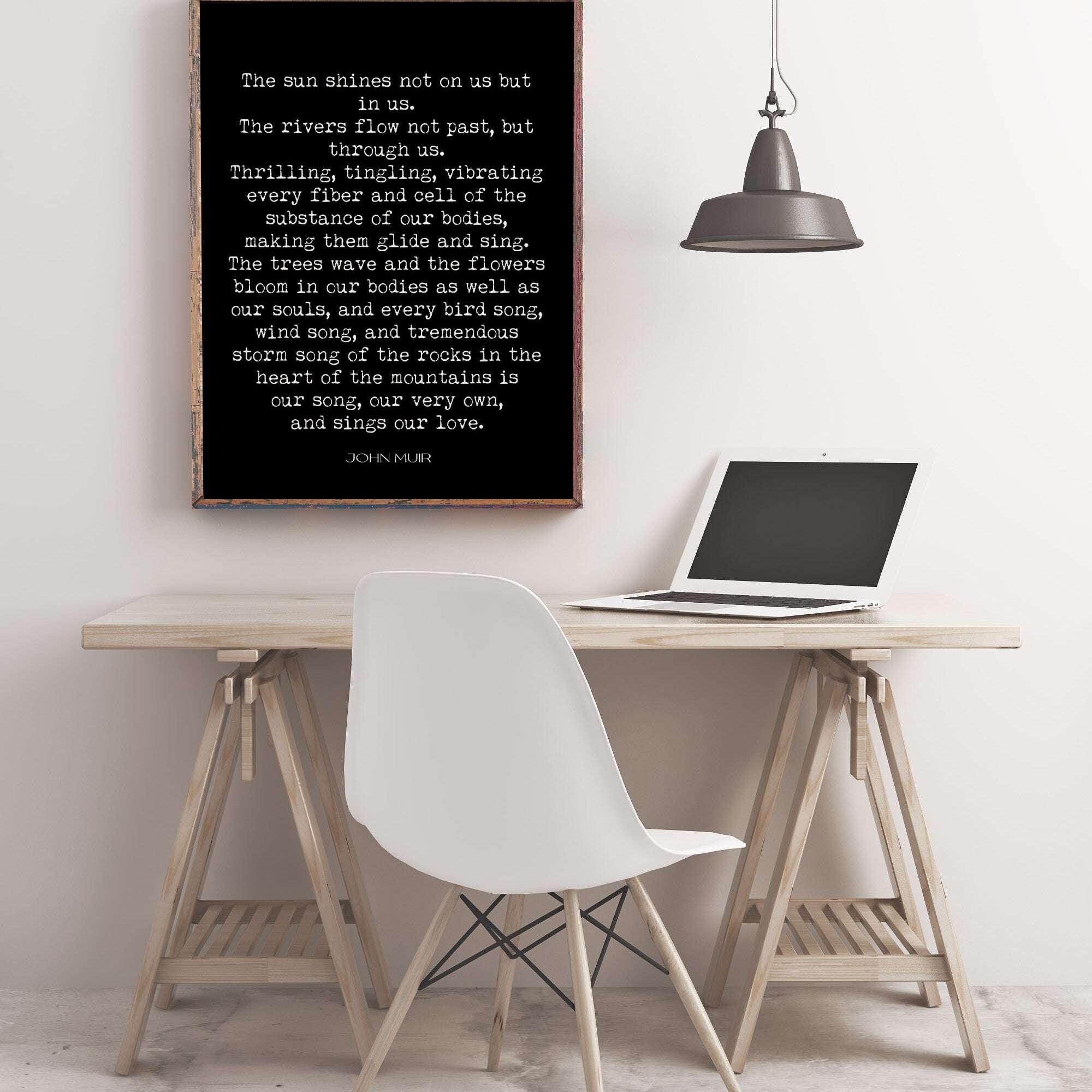 The Sun Shines John Muir Mountains Unframed and Framed Art Quote Print in Black & White, Inspirational Gift for Nature Lovers
