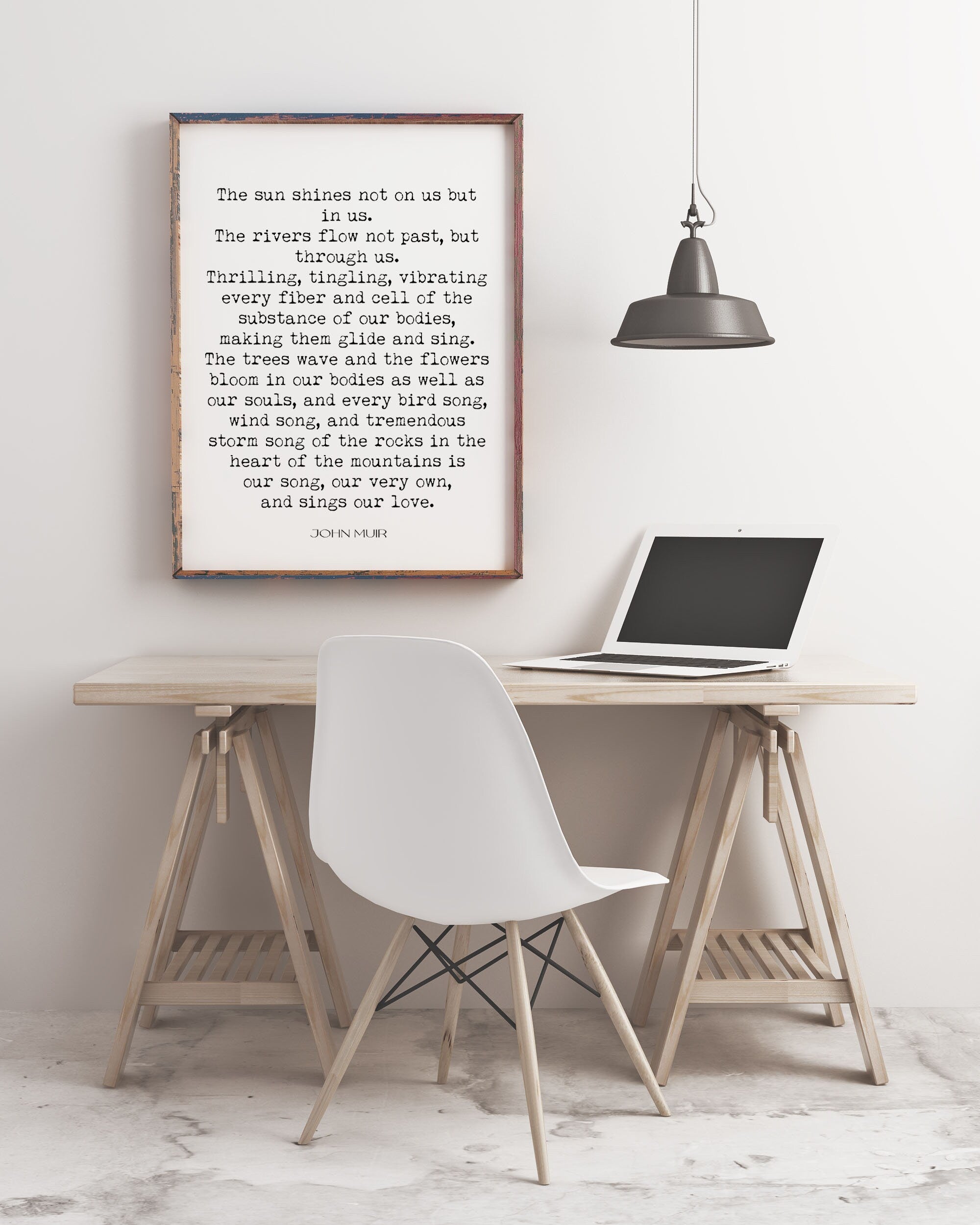 The Sun Shines John Muir Mountains Unframed and Framed Art Quote Print in Black & White, Inspirational Gift for Nature Lovers