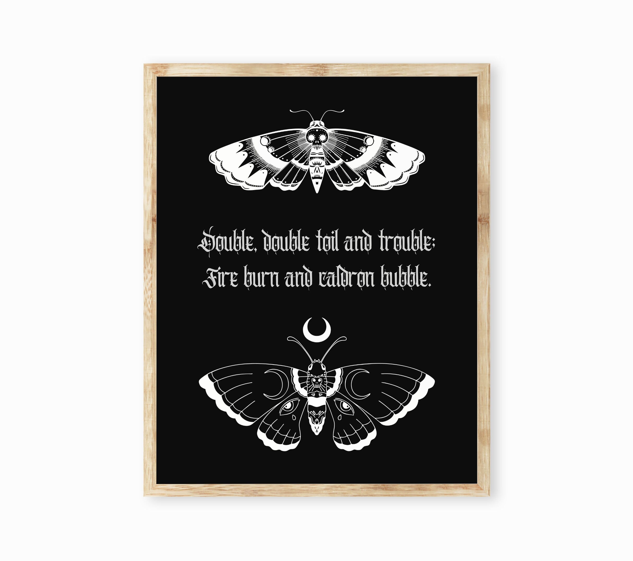 Macbeth Witches Song Wall Art Print, Toil and Trouble William Shakespeare Unframed Black & White Art