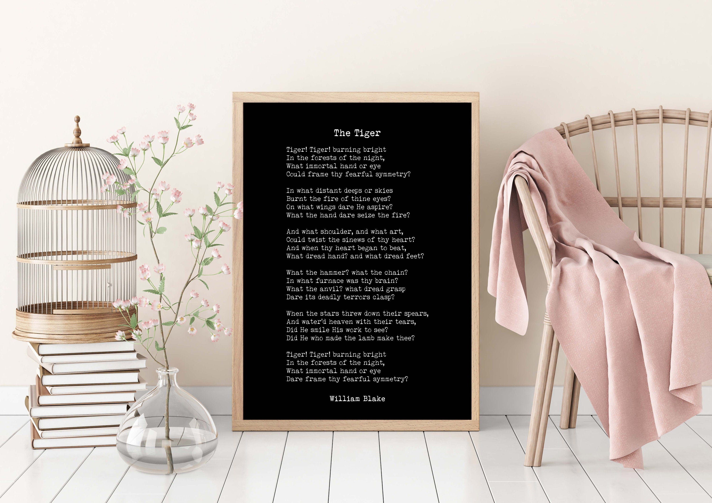 William Blake The Tiger Poem Wall Art Print in Black & White Art for Home Wall Decor Unframed