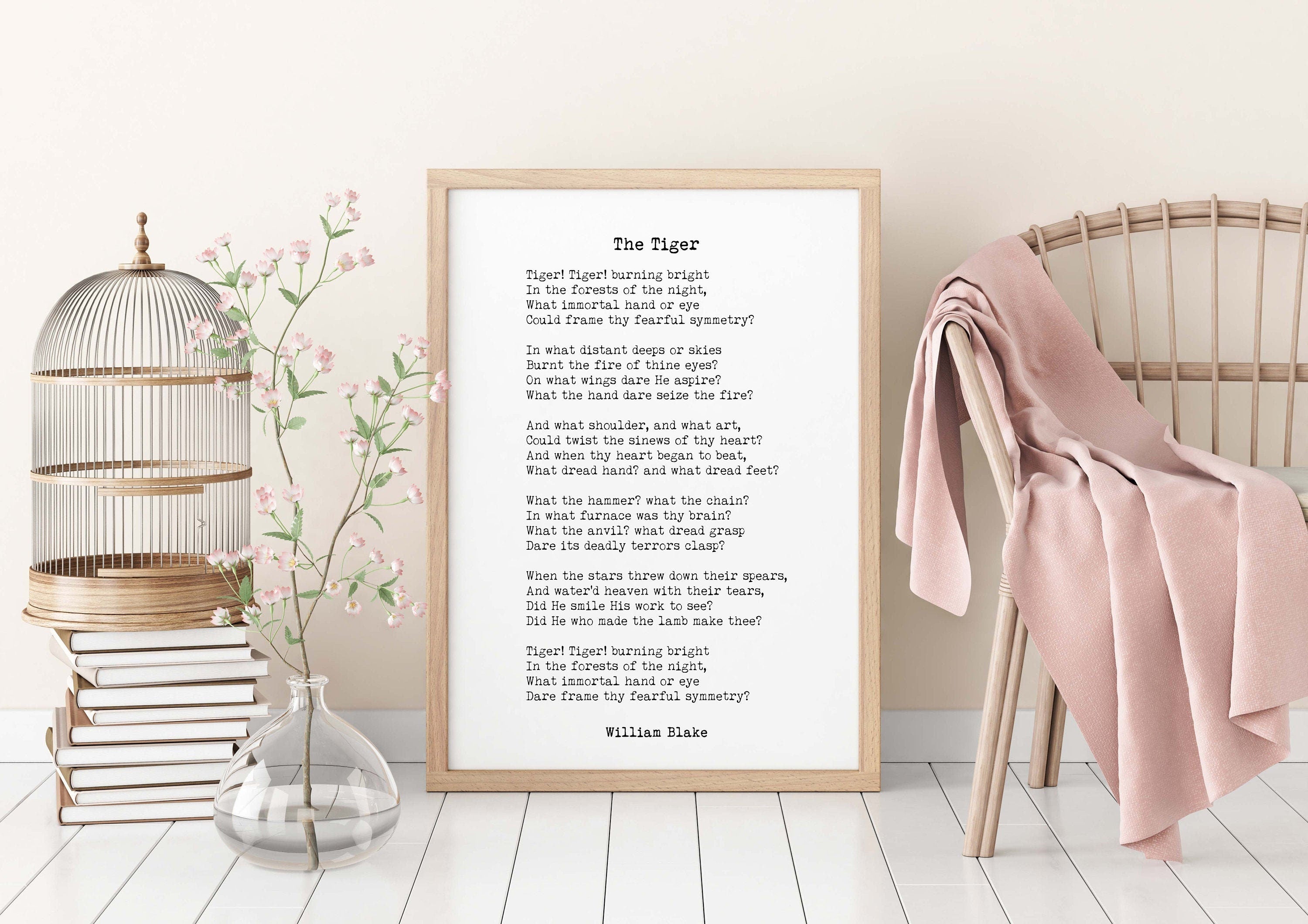 William Blake The Tiger Poem Wall Art Print in Black & White Art for Home Wall Decor Unframed