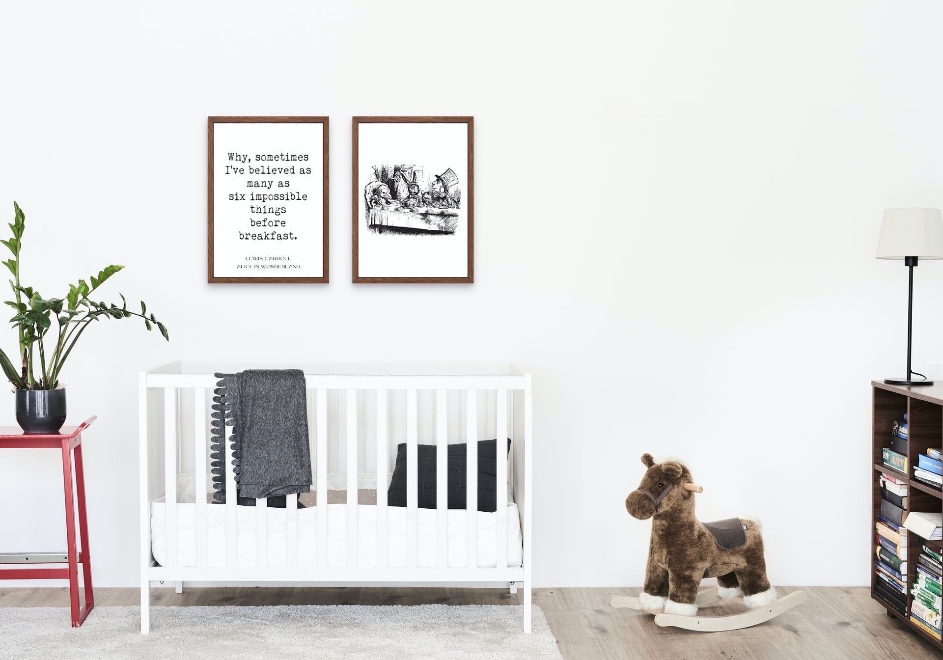 Alice in Wonderland Wall Art Print Set, Lewis Carroll Cheshire Cat Quote Print