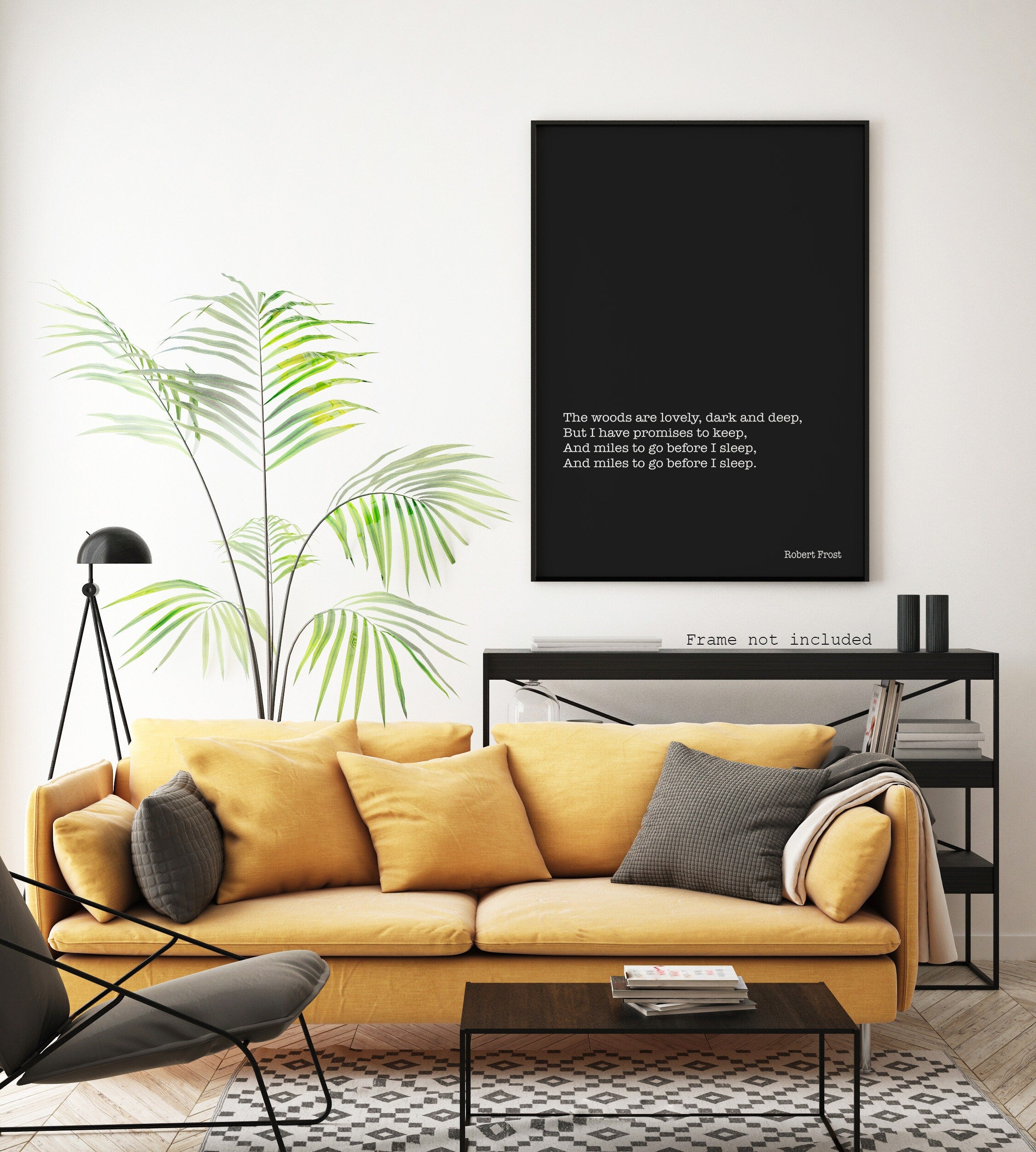 Robert Frost Poem Print, Snowy Evening Minimalist Scandinavian Style Poetry Poster in Black & White for Home Wall Decor