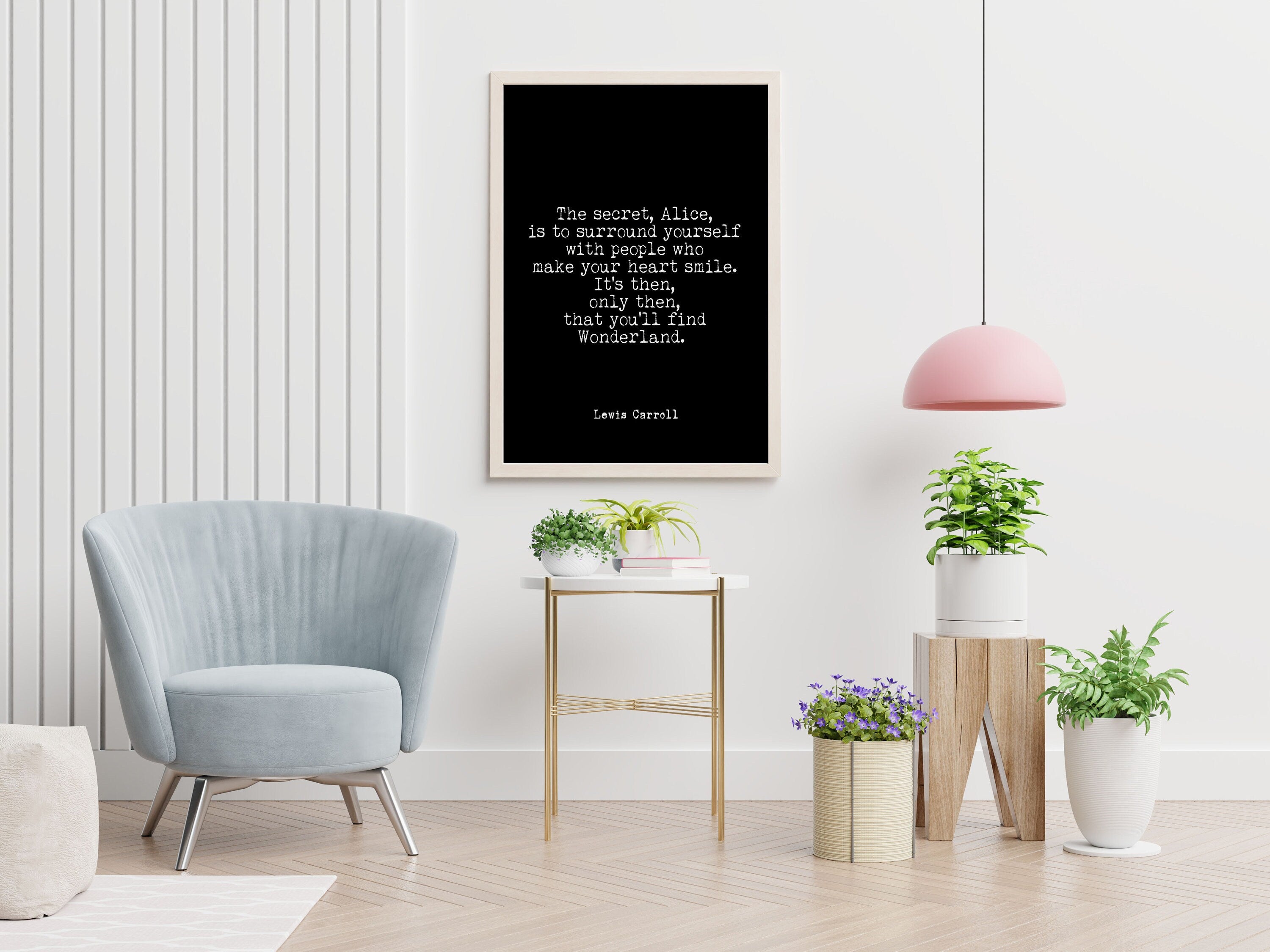 Alice in Wonderland The Secret Quote Print, Mad Hatter Unframed Wall Art Prints in Black & White for Wall Decor