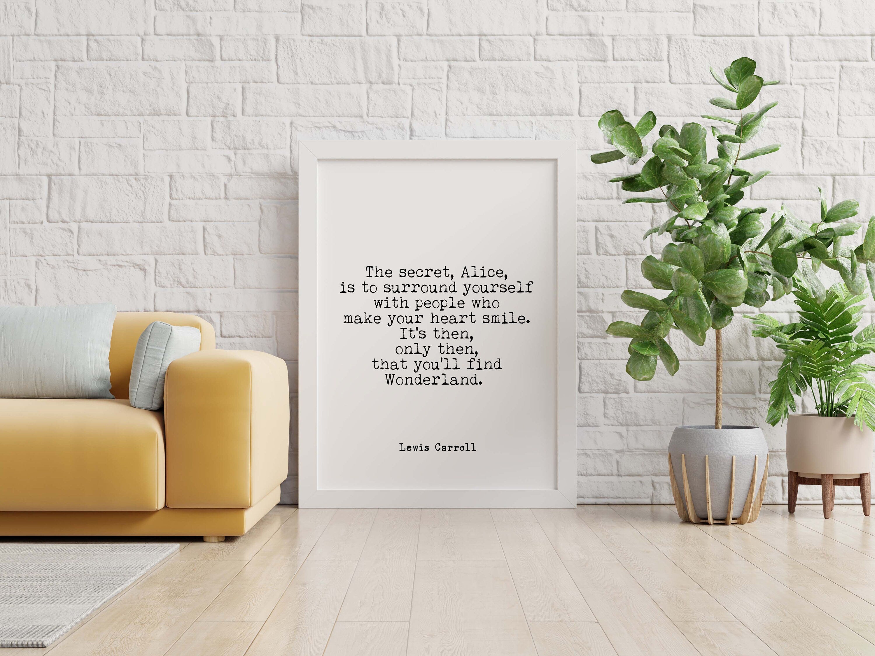 Alice in Wonderland The Secret Quote Print, Mad Hatter Unframed Wall Art Prints in Black & White for Wall Decor