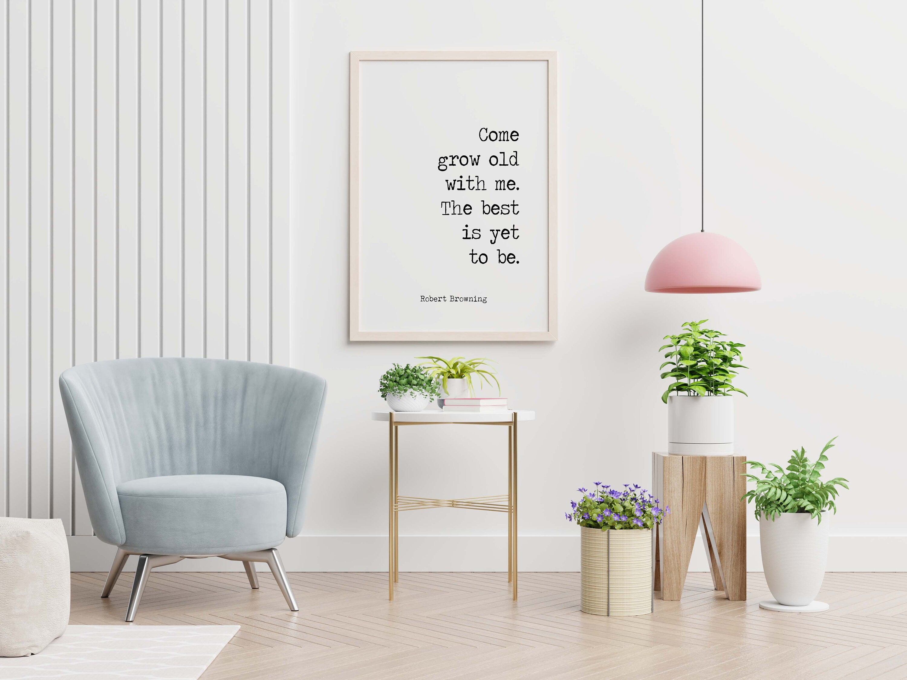 Grow Old With Me Art Print, Robert Browning Poetry in Black and White