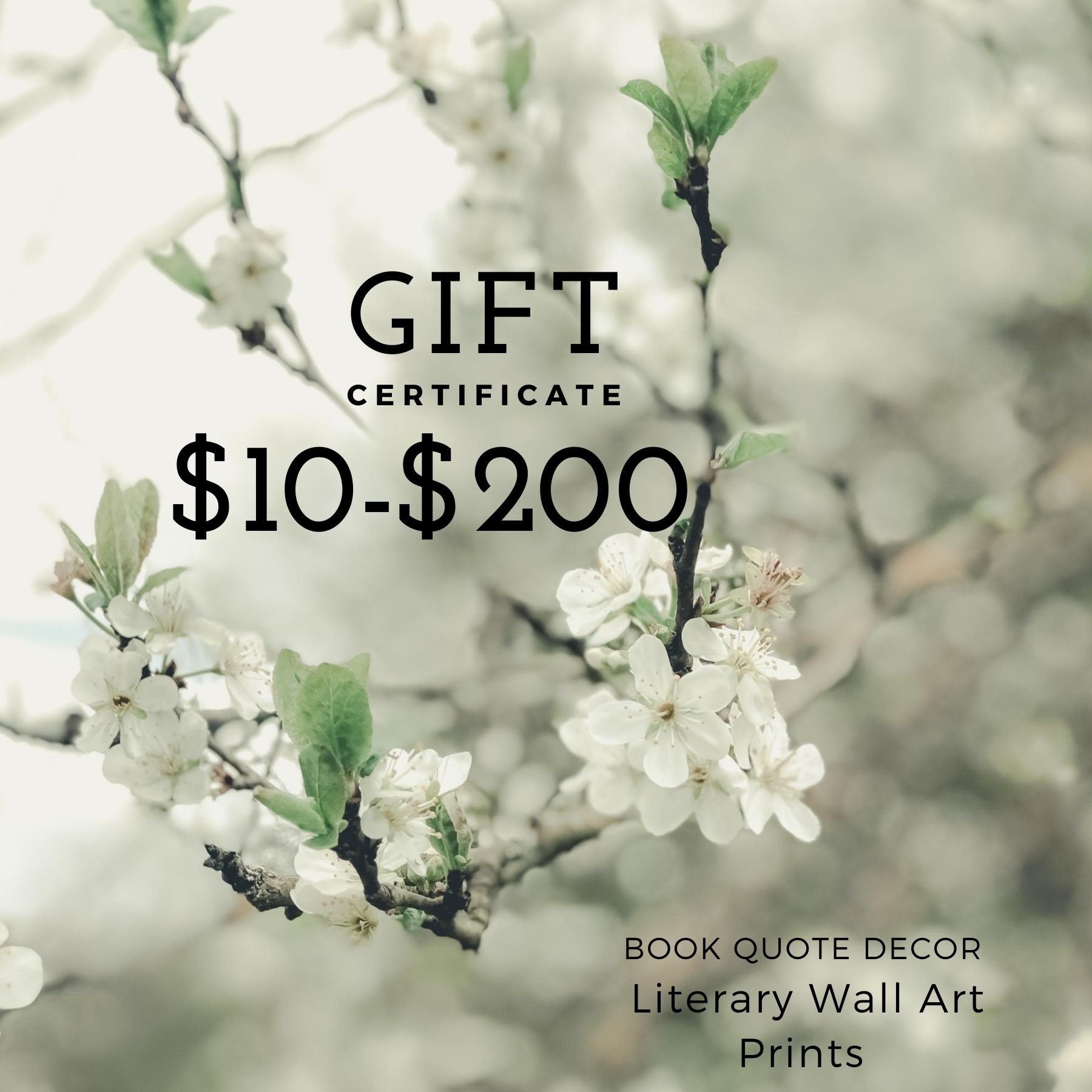 Book Quote Decor Gift Card or E-Gift Card