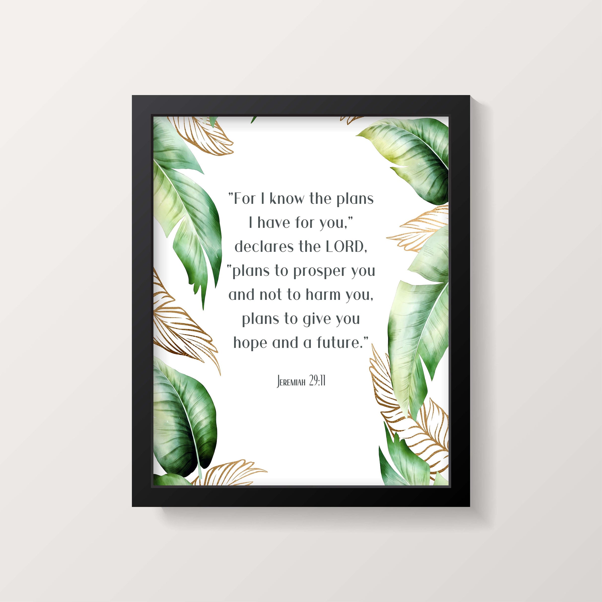 Give you Hope and a Future Jeremiah 29:11 Bible Verse Print, Inspirational Gift Wall Art Unframed