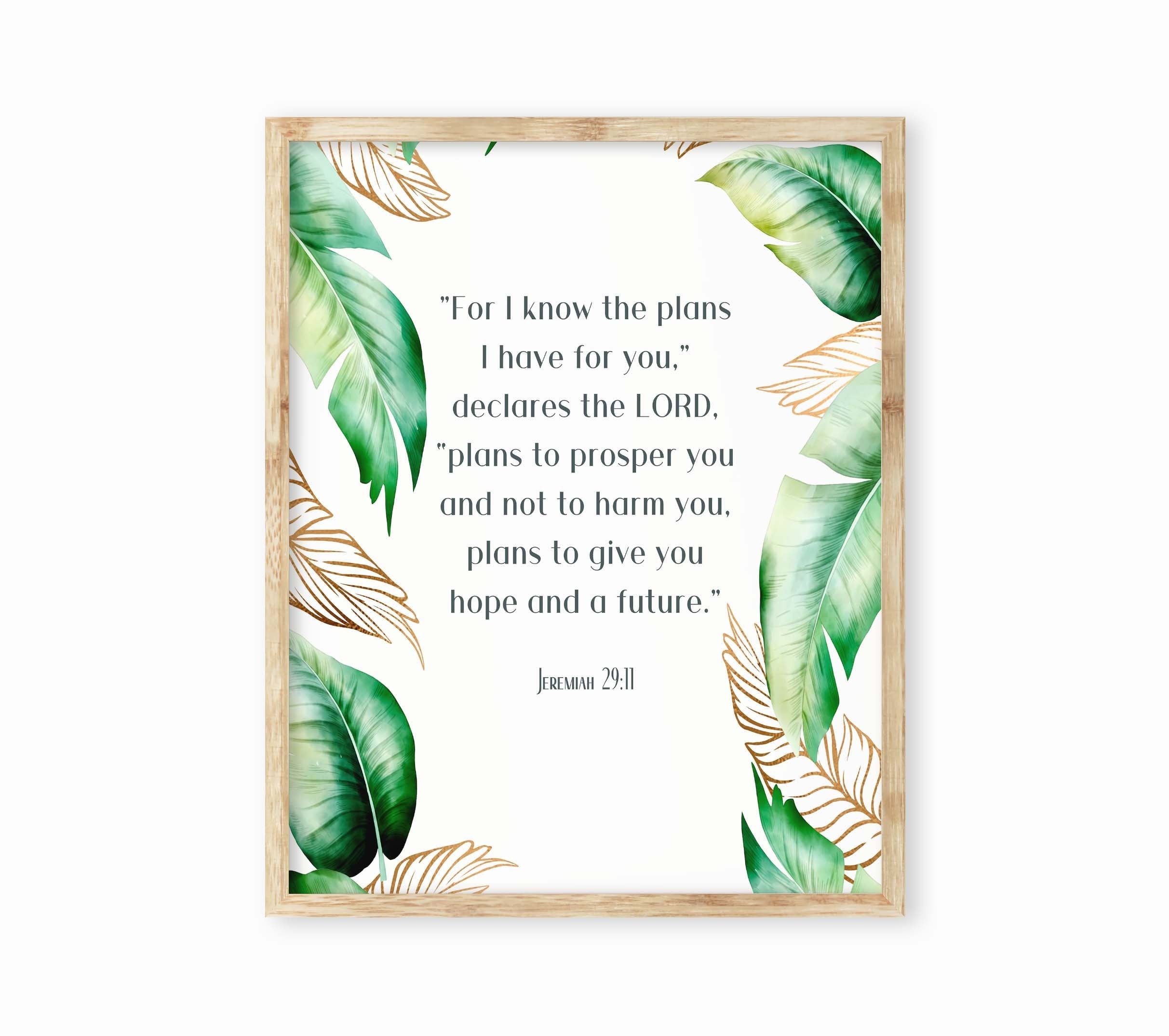 Give you Hope and a Future Jeremiah 29:11 Bible Verse Print, Inspirational Gift Wall Art Unframed