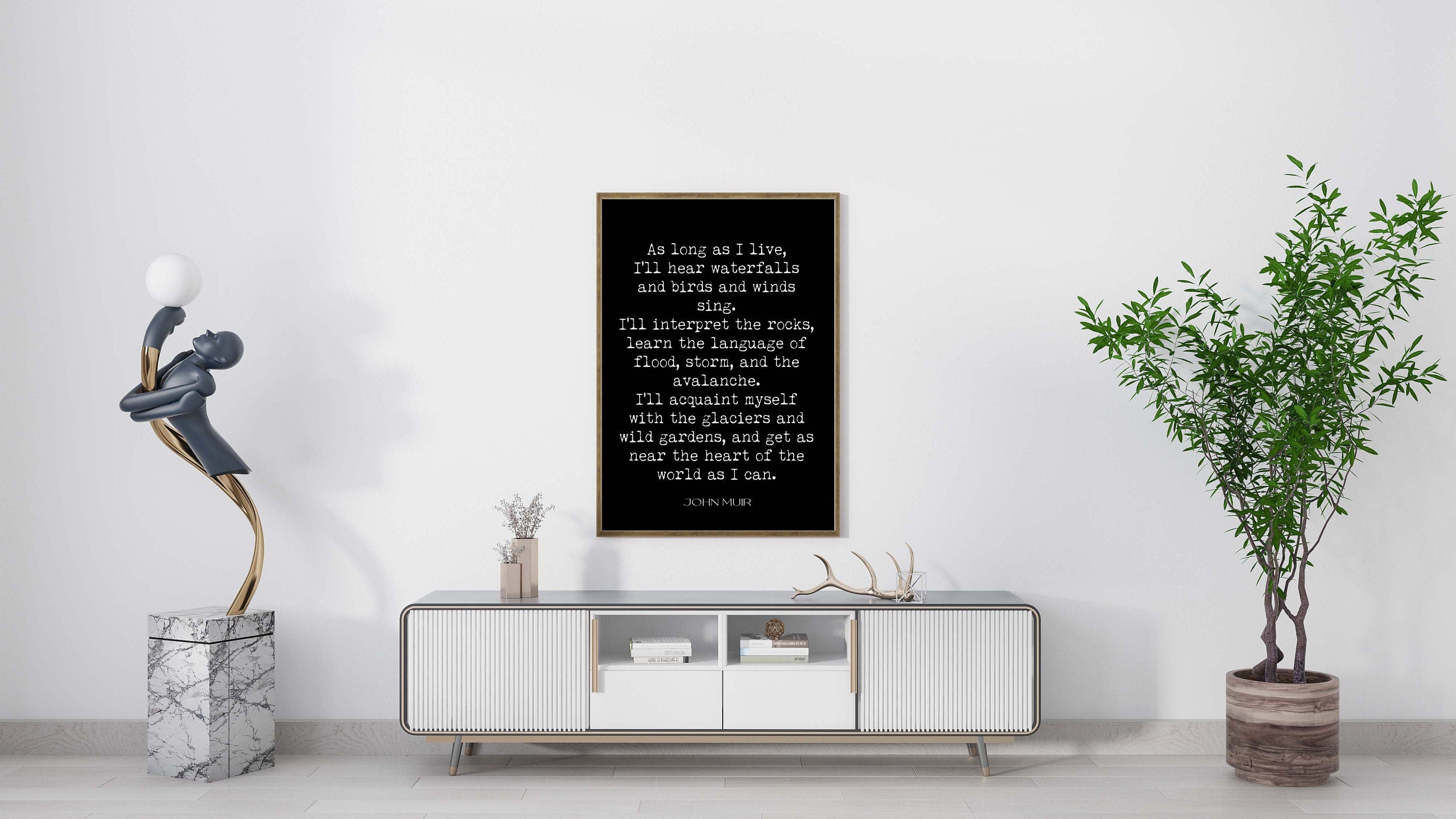 As Long As I Live John Muir unframed Quote Print in Black & White, Inspirational Gift for Nature Lovers