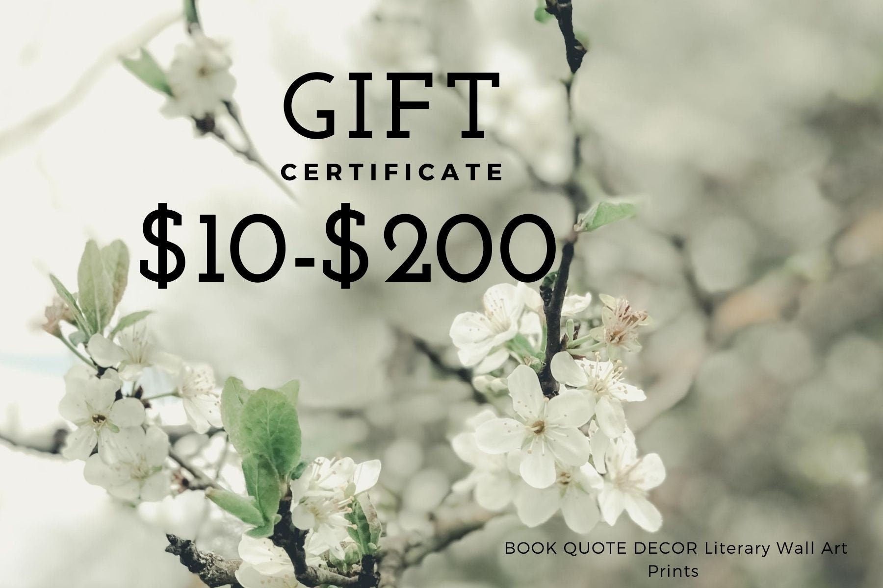 Book Quote Decor Gift Card or E-Gift Card