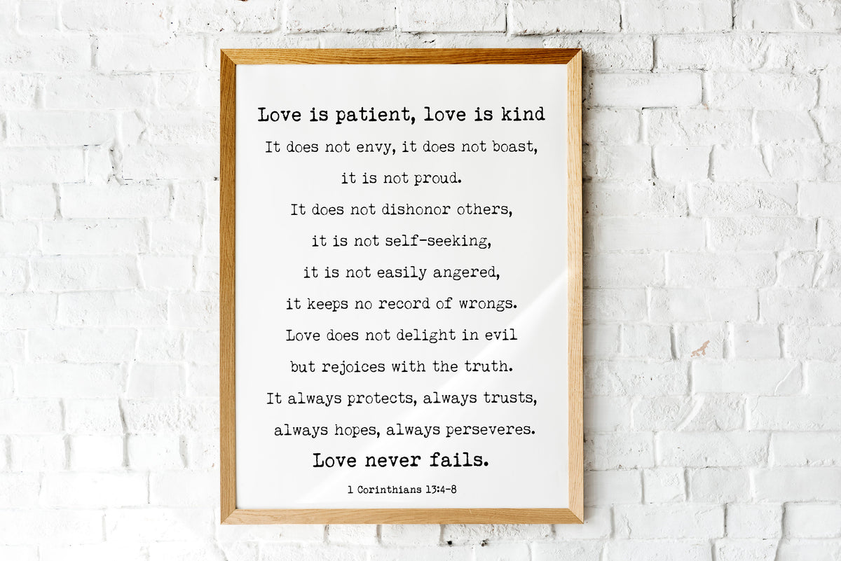 1 Corinthians 13 love is patient Bible verse print