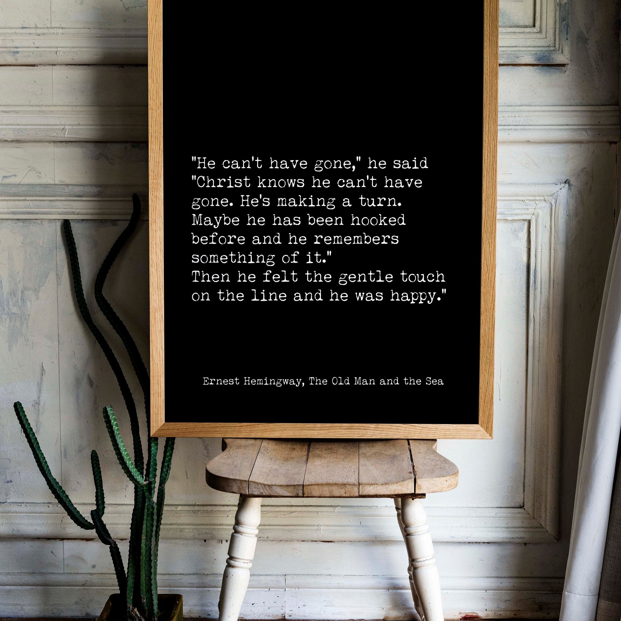 Ernest Hemingway The Old Man and the Sea Fishing Quote Print, Literary Gifts