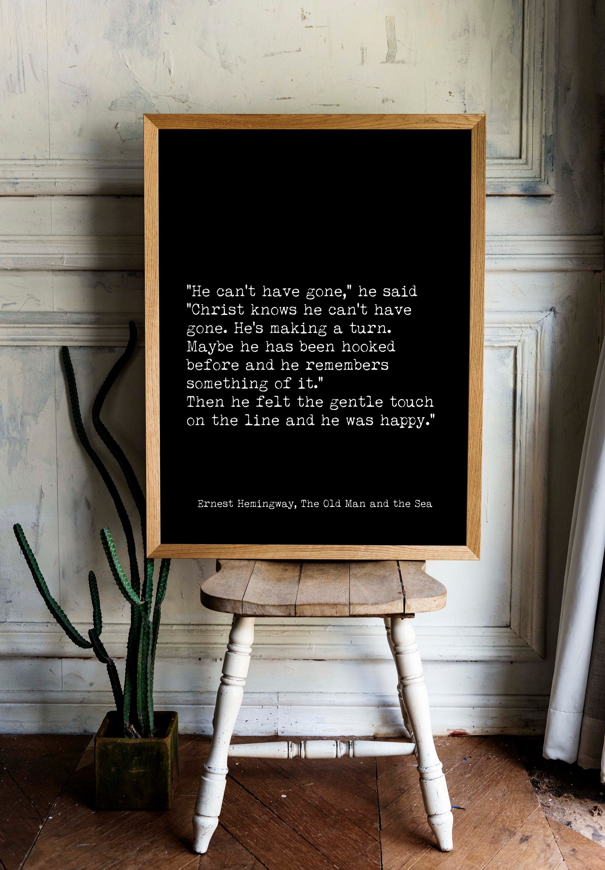 Ernest Hemingway The Old Man and the Sea Fishing Quote Print, Literary Gifts