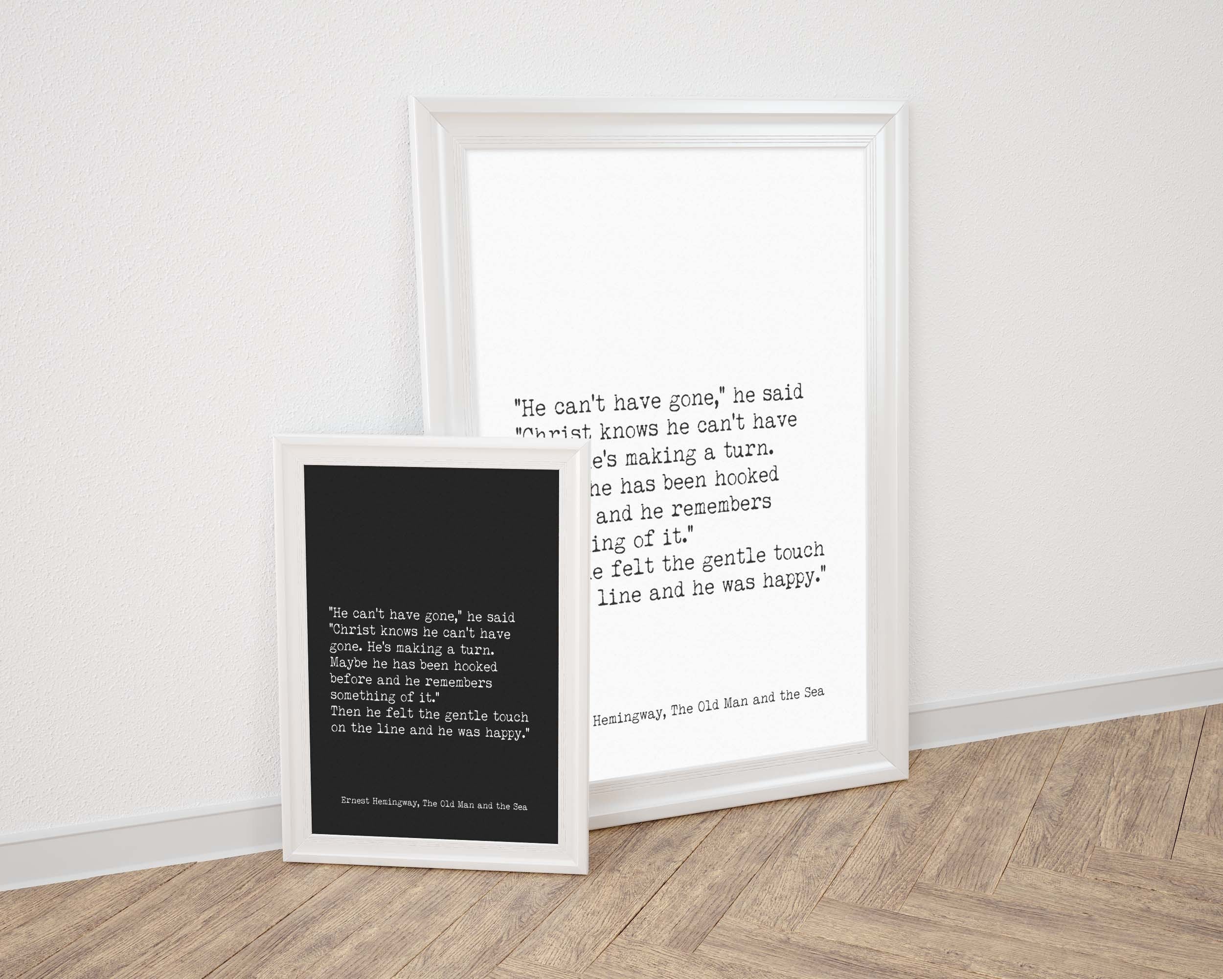 Ernest Hemingway The Old Man and the Sea Fishing Quote Print, Literary Gifts