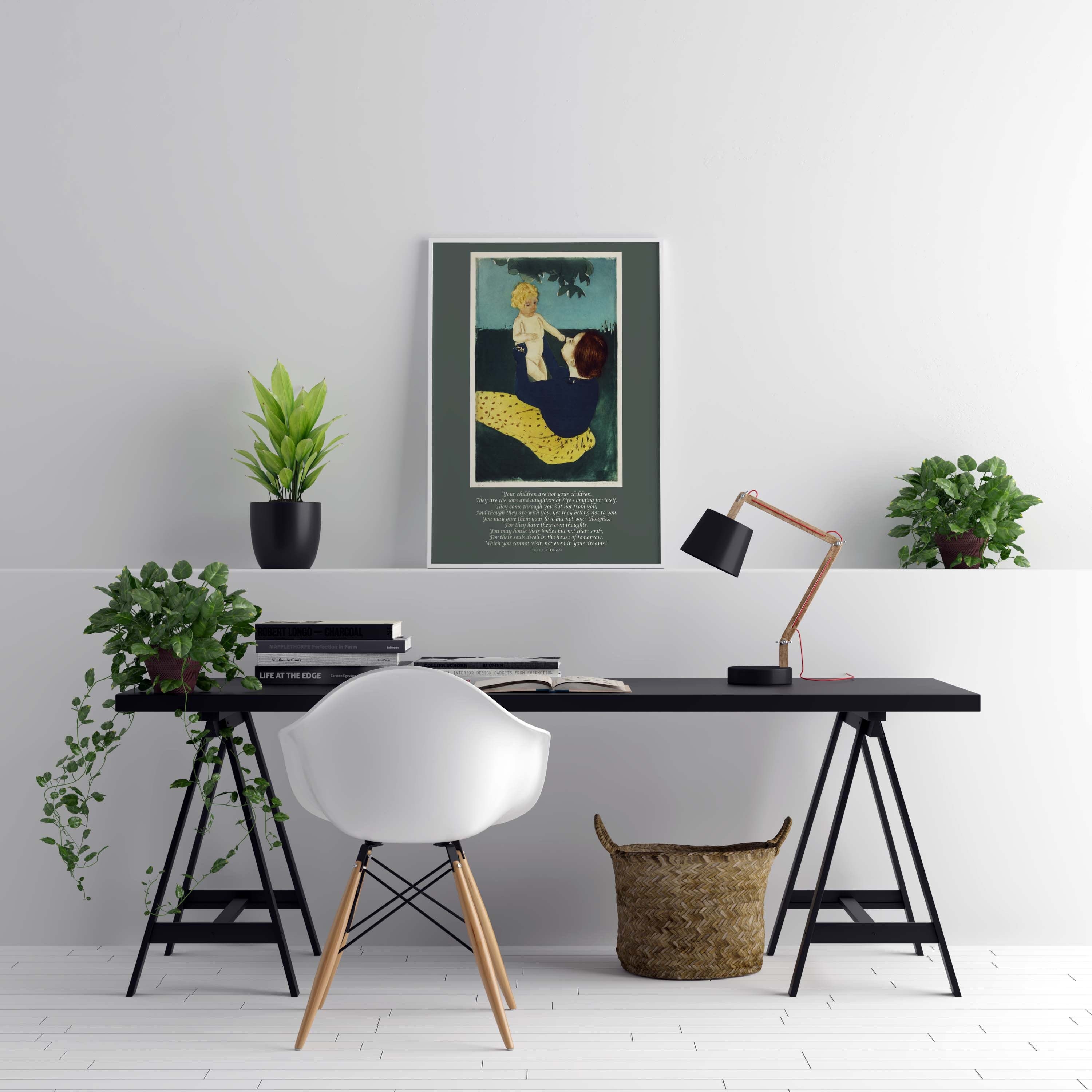 On Children poem by Kahlil Gibran Wall Art Prints Quote, Mary Cassatt Fine Art Prints - Mother and Child