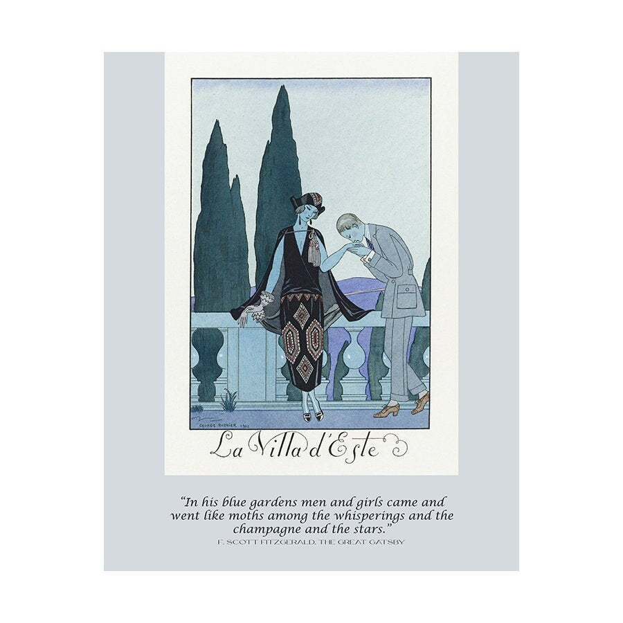 F Scott Fitzgerald Quote Art Deco Print, Unframed Fine Art Prints - Great Gatsby