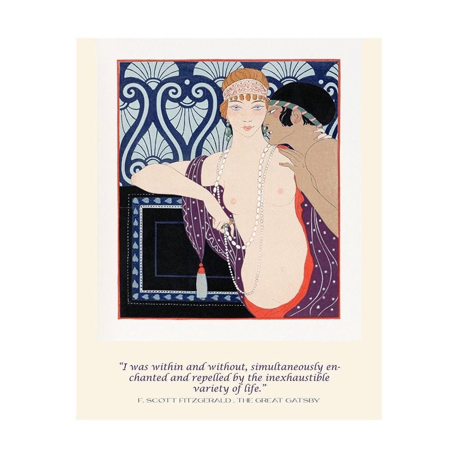 F Scott Fitzgerald Quote Print, Great Gatsby Unframed Art Deco Print - French Fashion Illustration 1920s