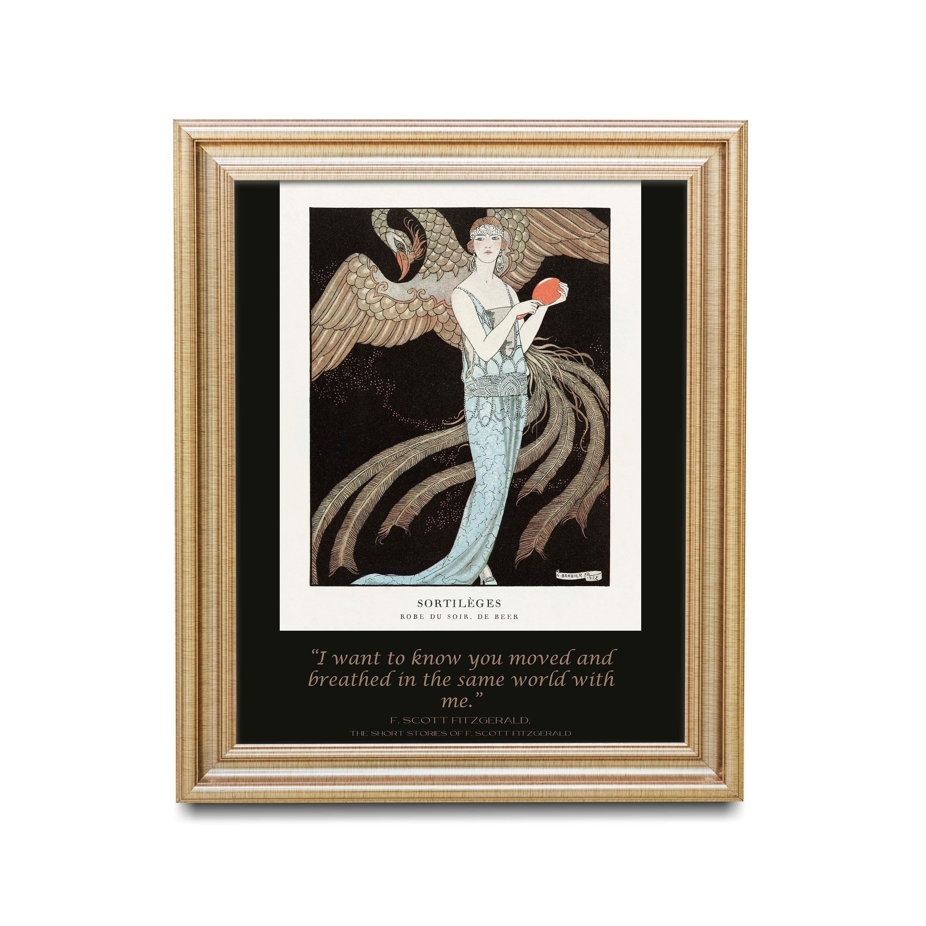Moved And Breathed In The Same World F Scott Fitzgerald Quote Romantic Art, Fine Art Prints - Art Deco French Fashion Illustration 1920s