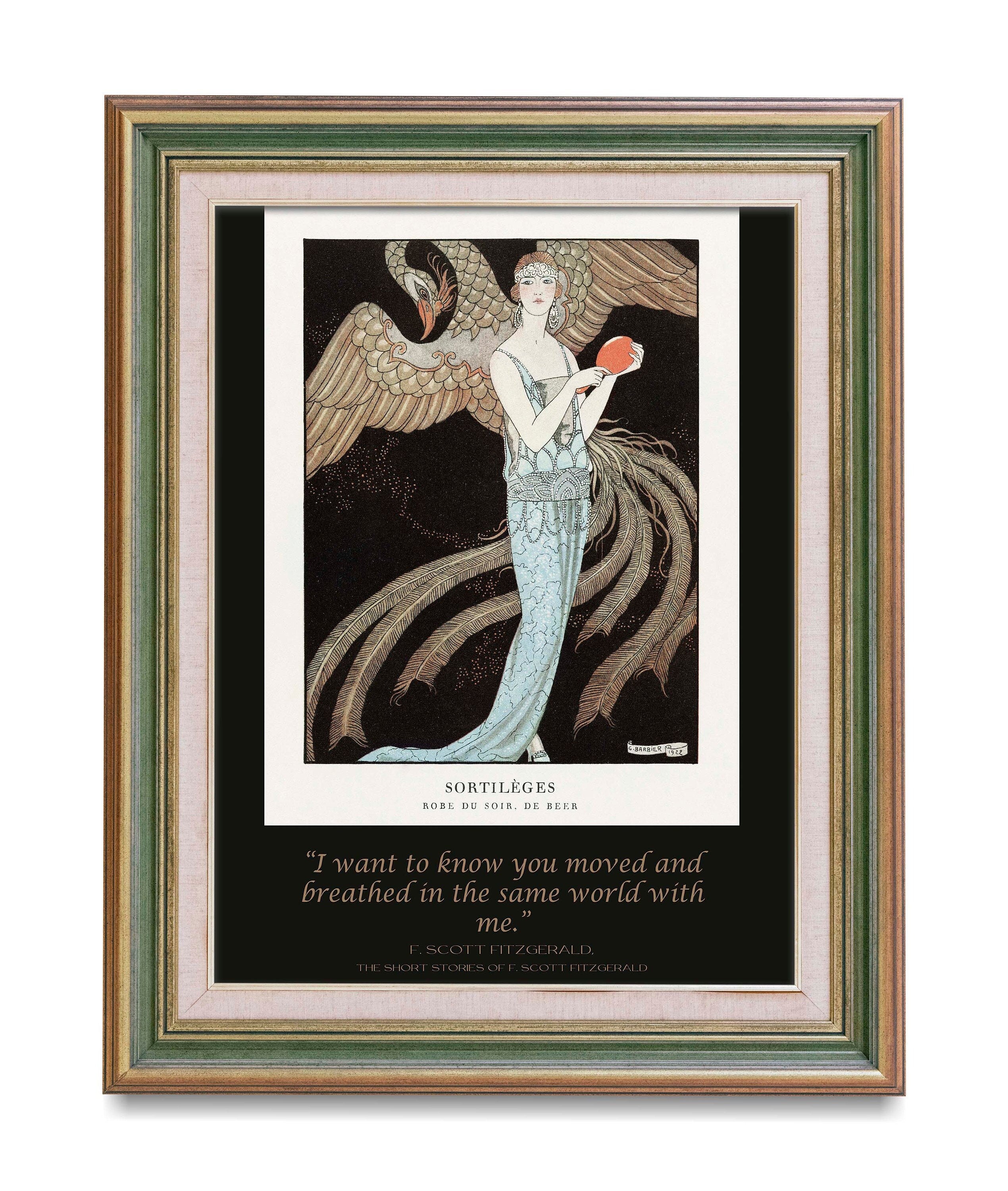 Moved And Breathed In The Same World F Scott Fitzgerald Quote Romantic Art, Fine Art Prints - Art Deco French Fashion Illustration 1920s