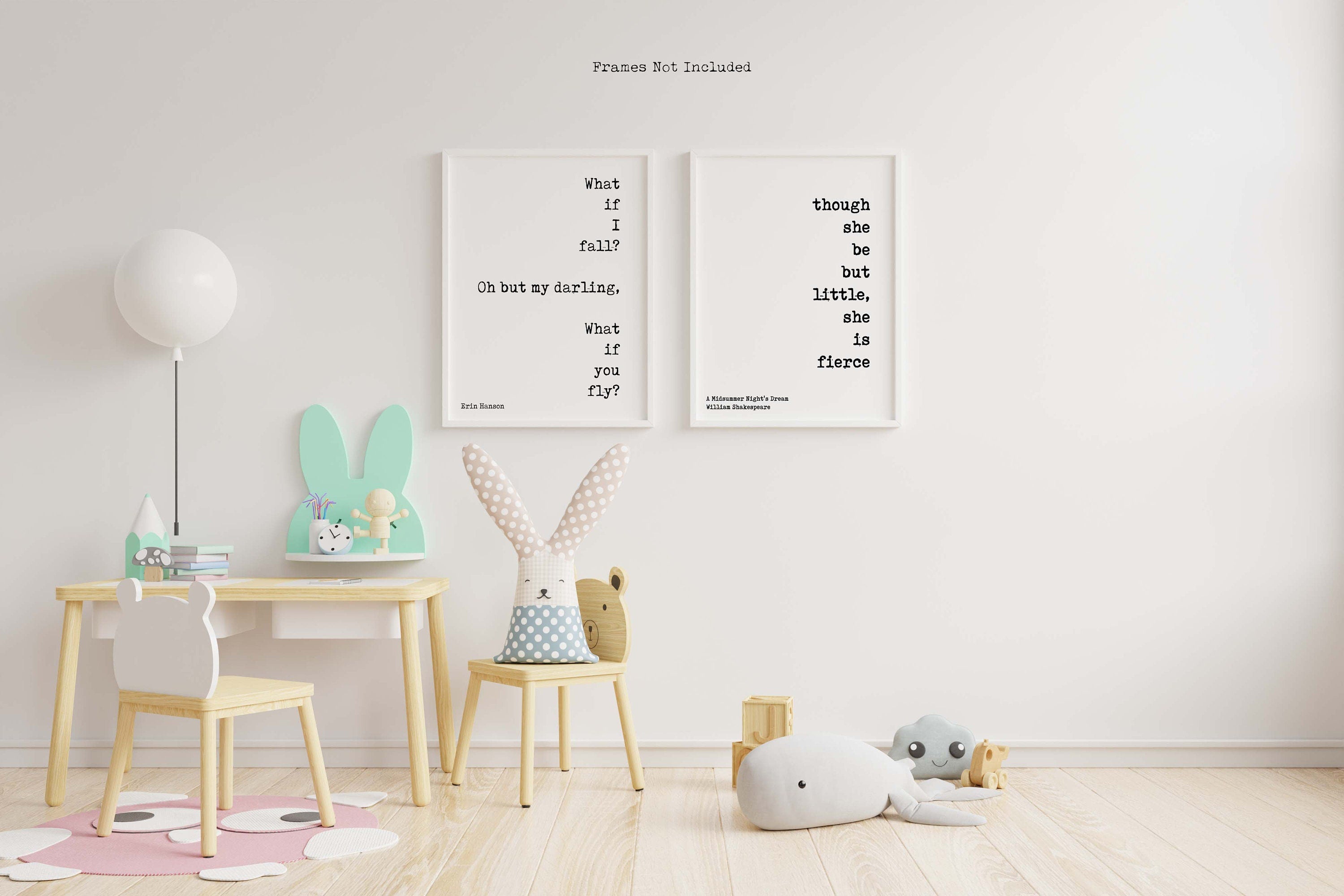 Nursery Wall Art Print set of 2, Black & White Kid's Decor