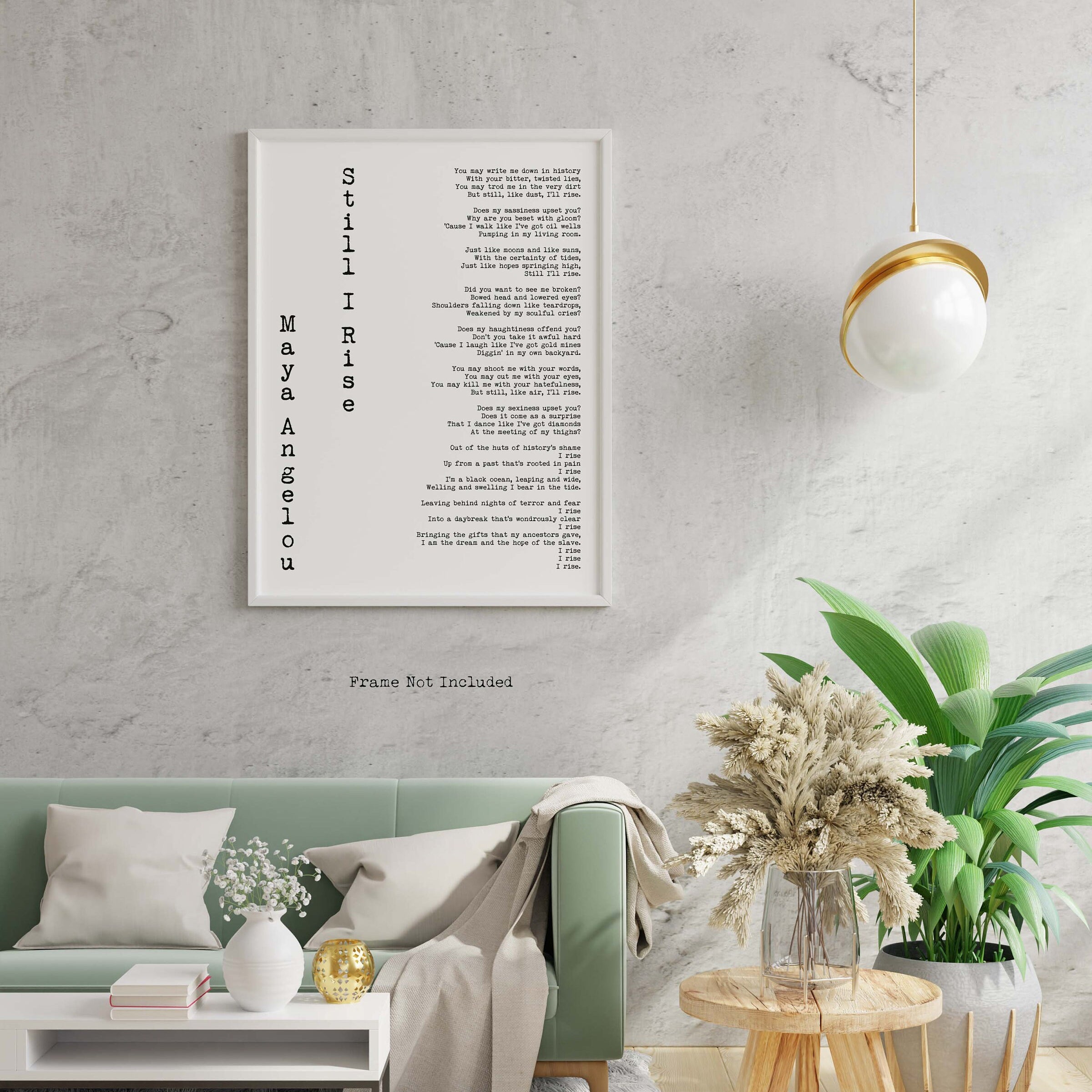 Still I Rise Maya Angelou Art Print, Female Bedroom Feminist Art Maya Angelou Poem Quote, Poetry Wall Art, Unframed and Framed Art