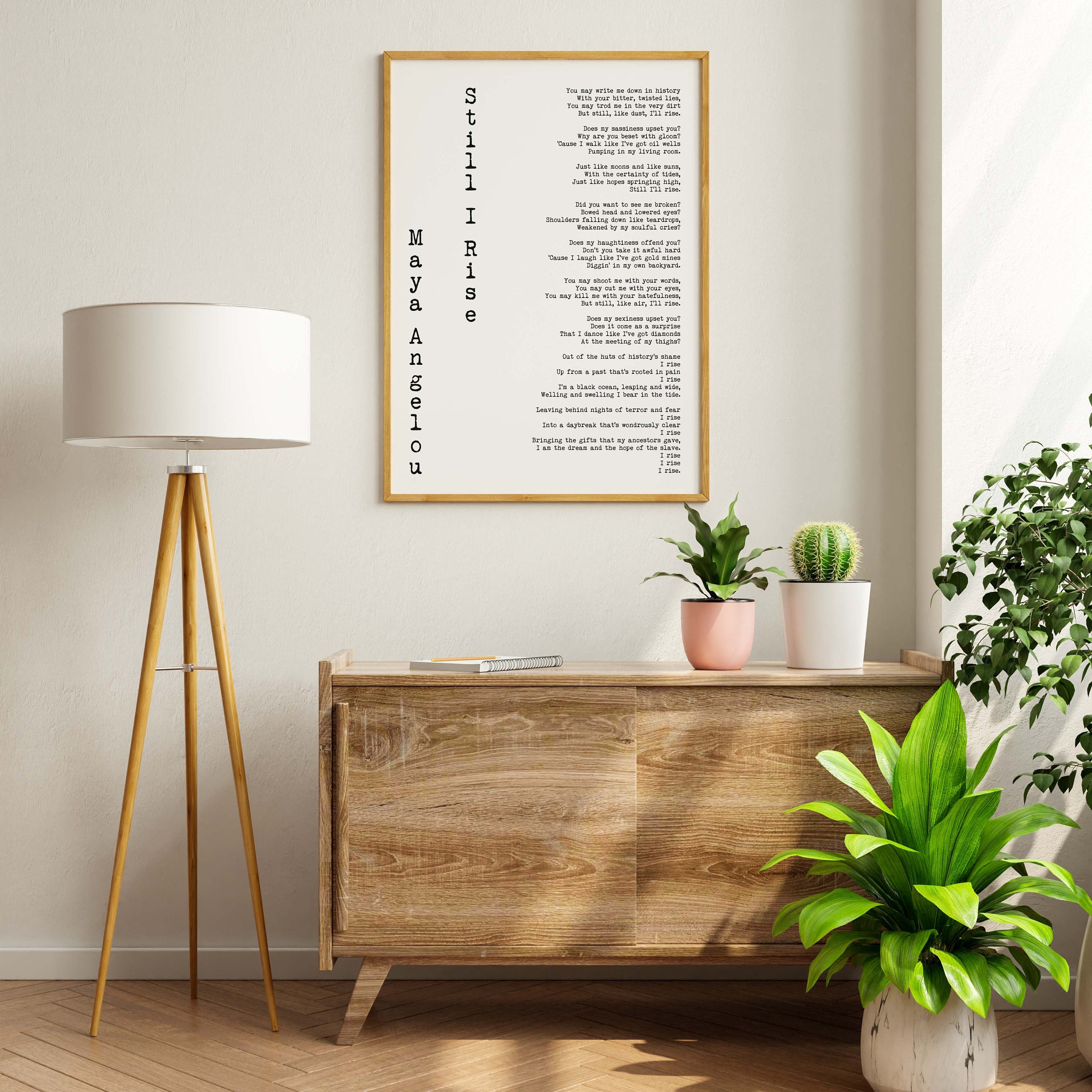 Still I Rise Maya Angelou Art Print, Female Bedroom Feminist Art Maya Angelou Poem Quote, Poetry Wall Art, Unframed and Framed Art