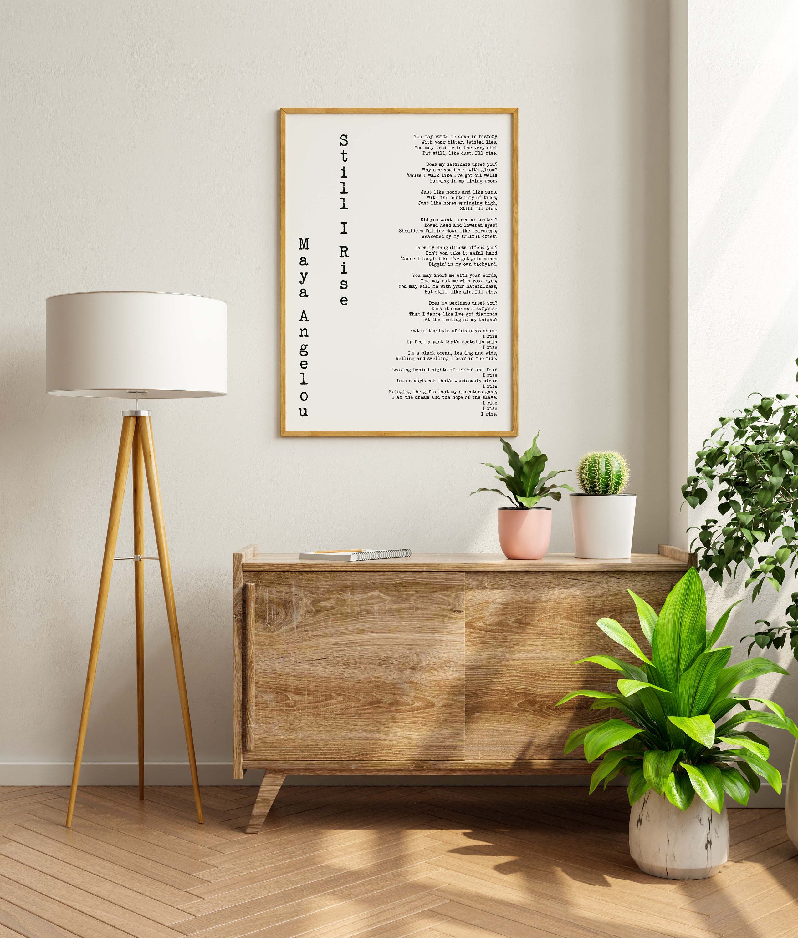 Still I Rise Maya Angelou Art Print, Female Bedroom Feminist Art Maya Angelou Poem Quote, Poetry Wall Art, Unframed and Framed Art