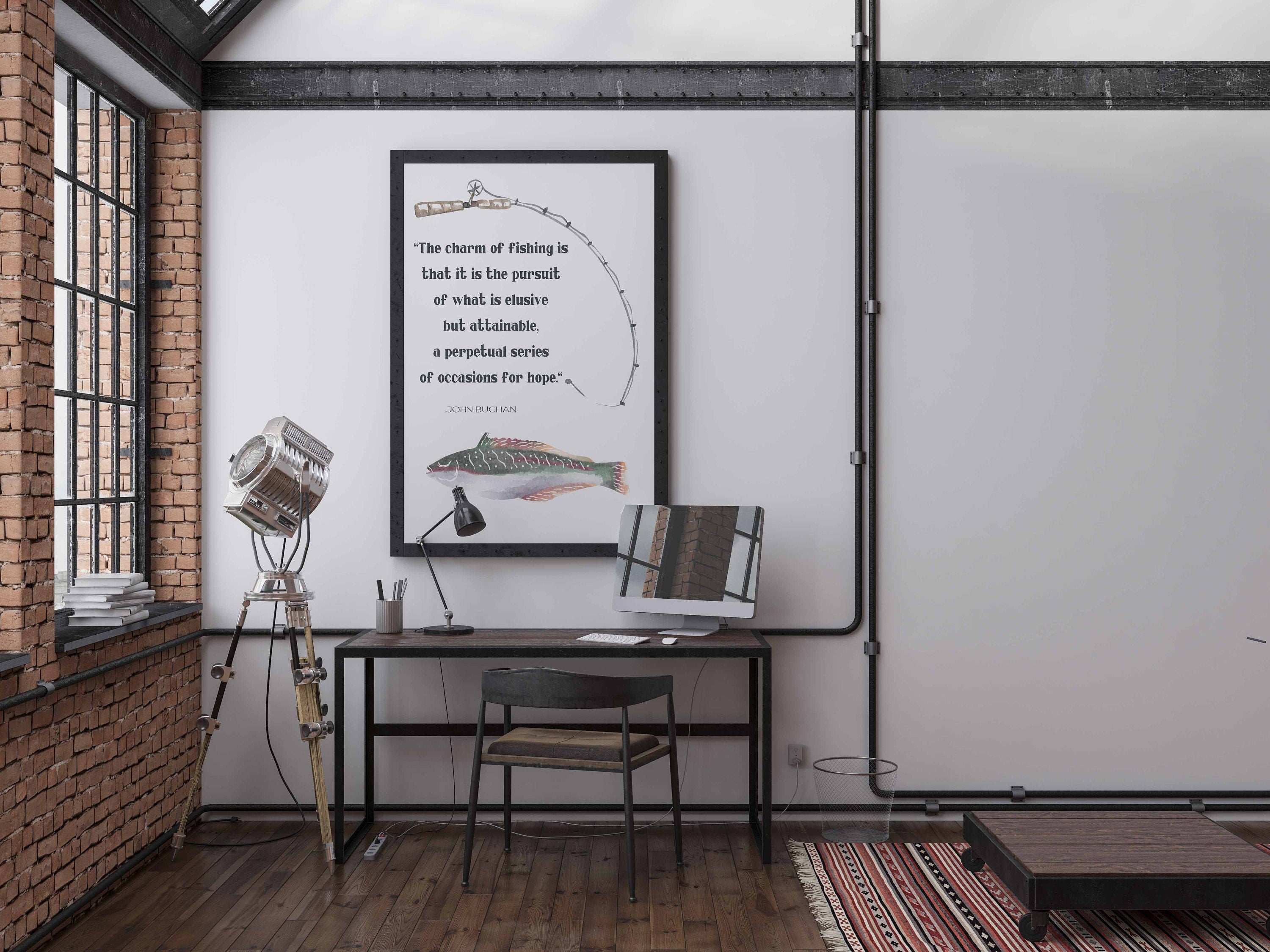 Fishing Quote Print by John Buchan, The Charm Of Fishing Wall Art Prints