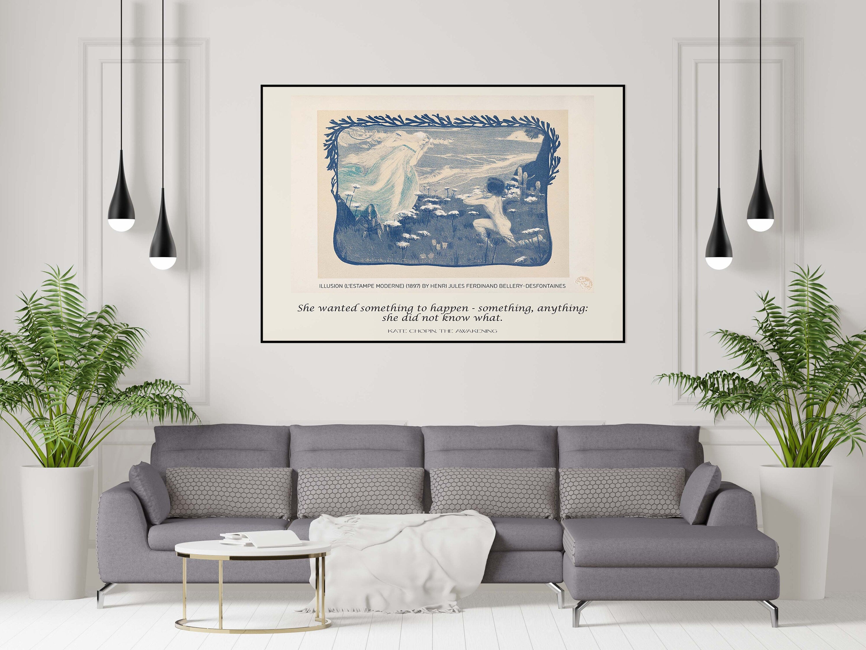 Kate Chopin Literary Art Print, The Awakening Quote with Desfontaines Drawing