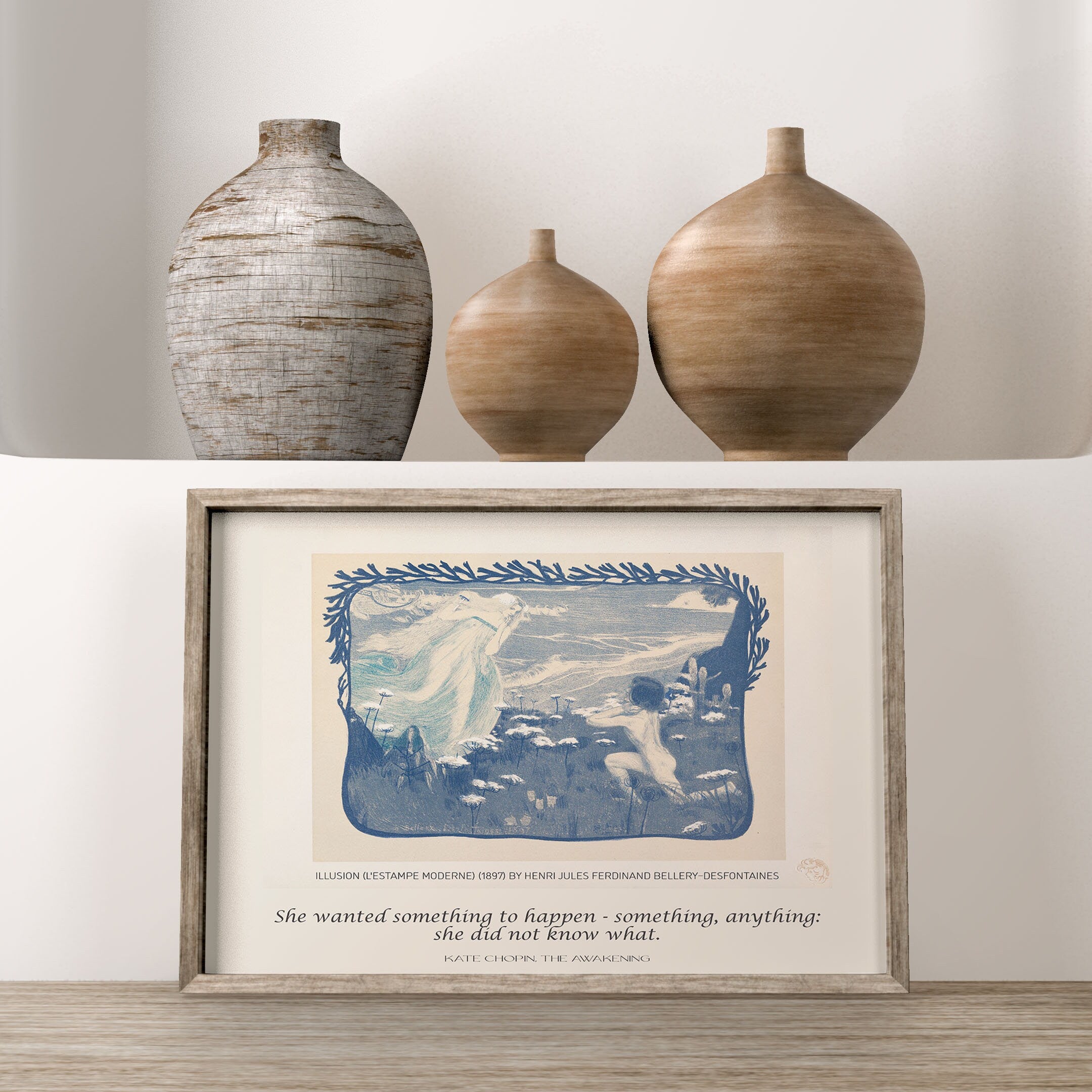 Kate Chopin Literary Art Print, The Awakening Quote with Desfontaines Drawing