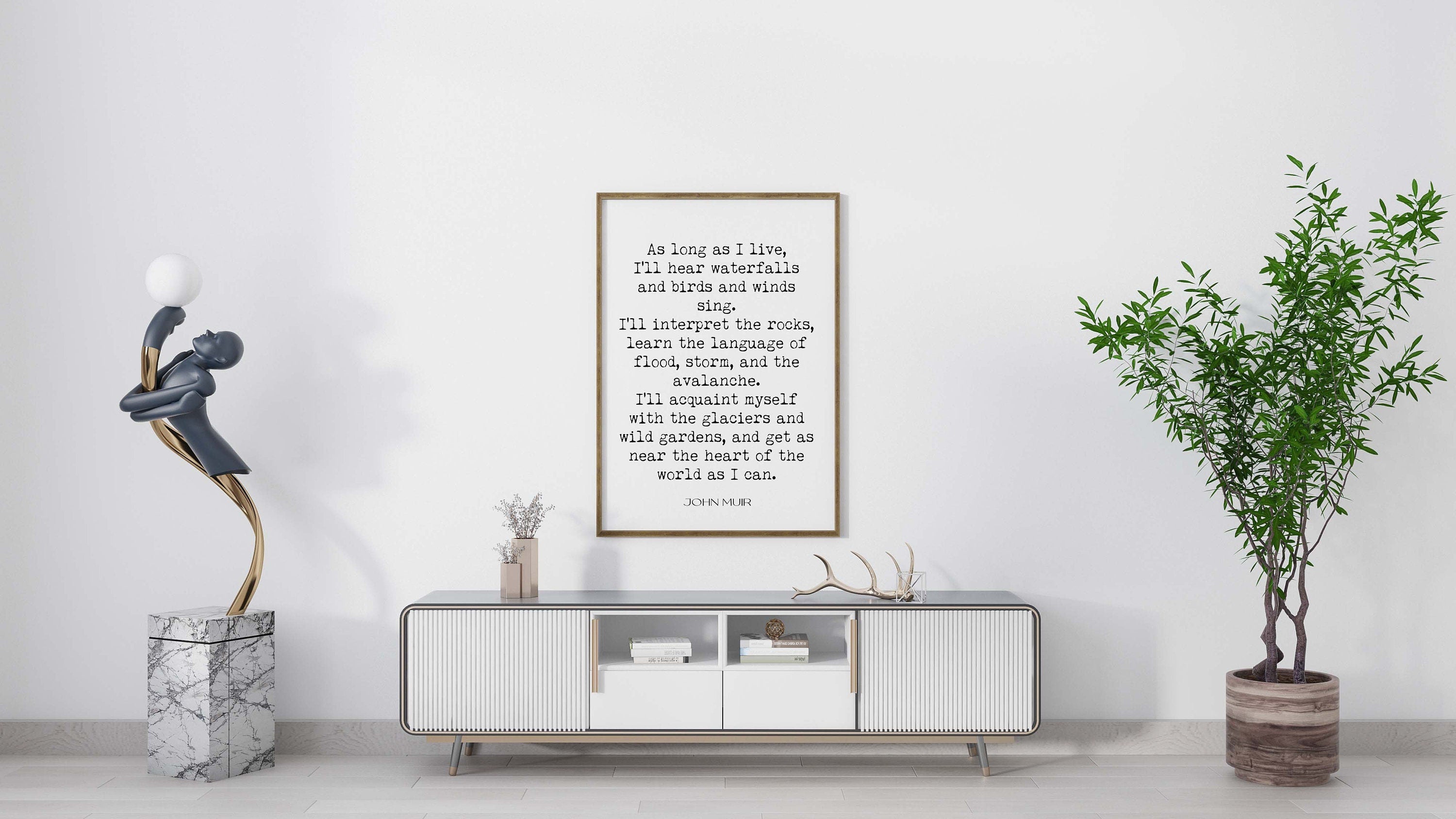 As Long As I Live John Muir unframed Quote Print in Black & White, Inspirational Gift for Nature Lovers