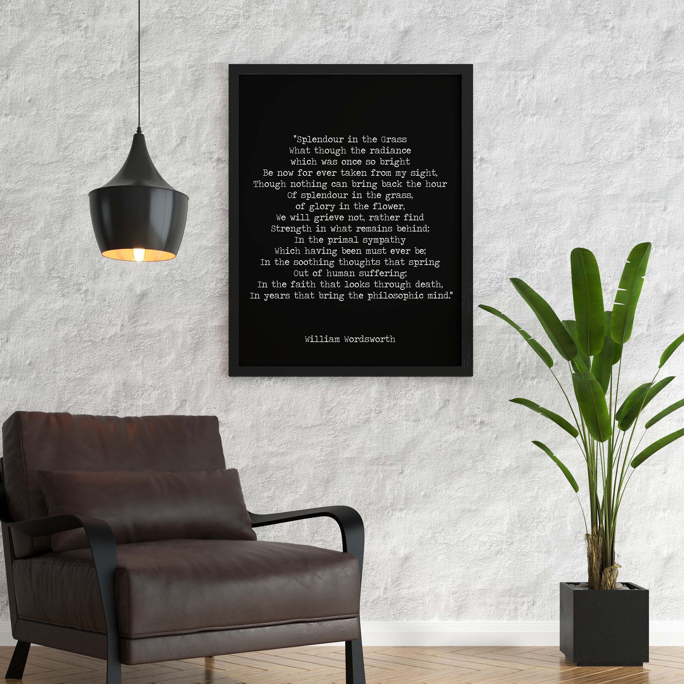 Splendour in the Grass Poem Art Print, William Wordsworth Poetry in Black and White