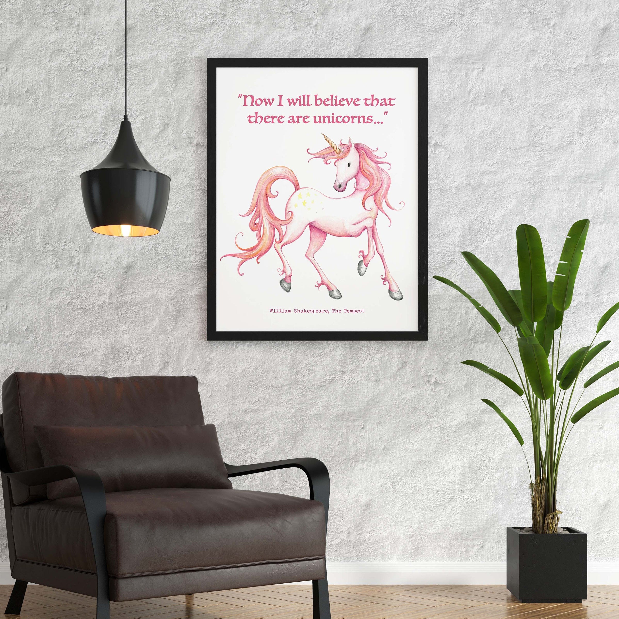 Unicorn Print Shakespeare The Tempest, Now I Will Believe That There Are Unicorns Quote