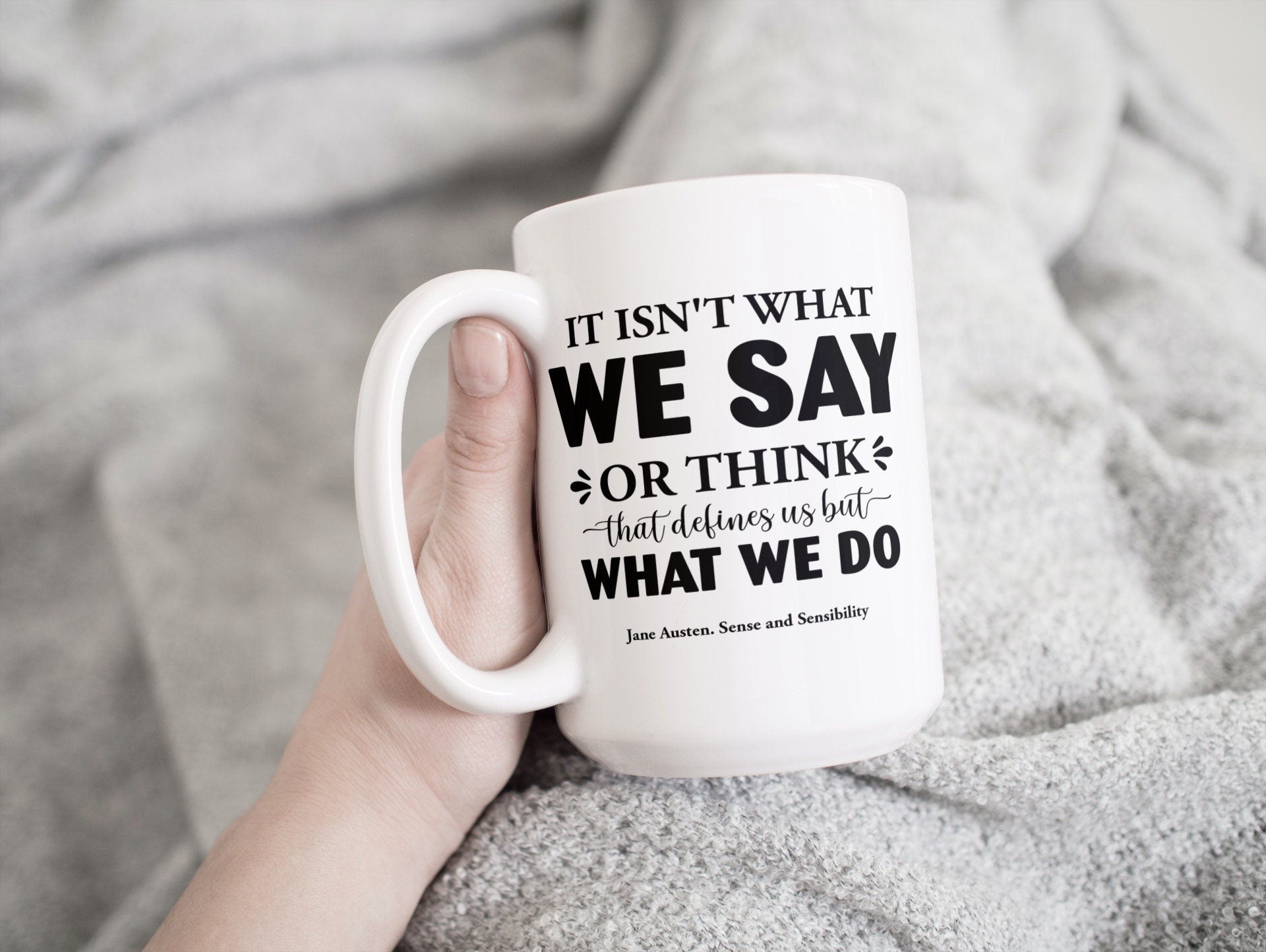 Jane Austen Coffee Mug, Tea Mug with Quote from Sense and Sensibility 