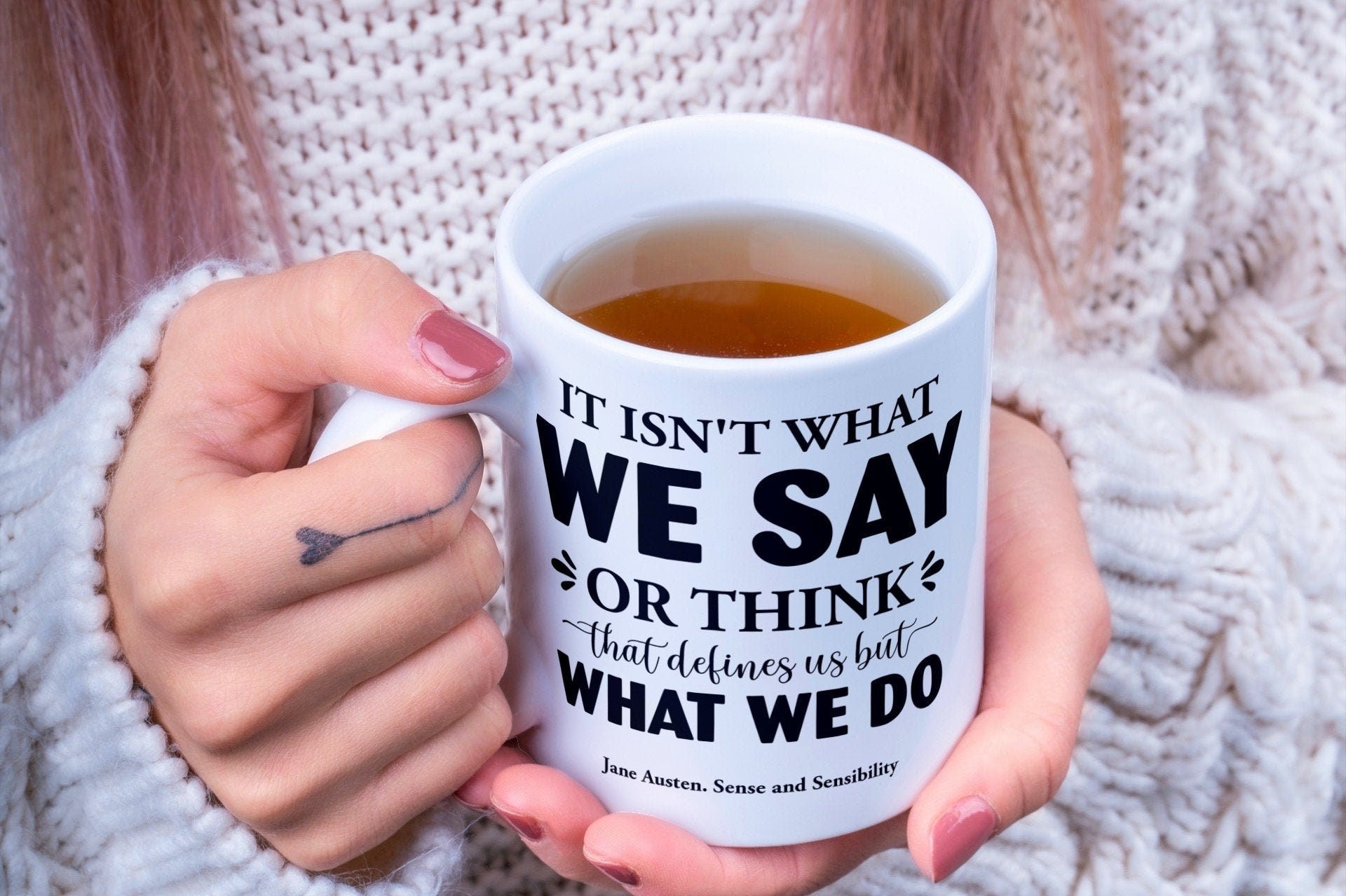 Jane Austen Coffee Mug, Tea Mug with Quote from Sense and Sensibility 