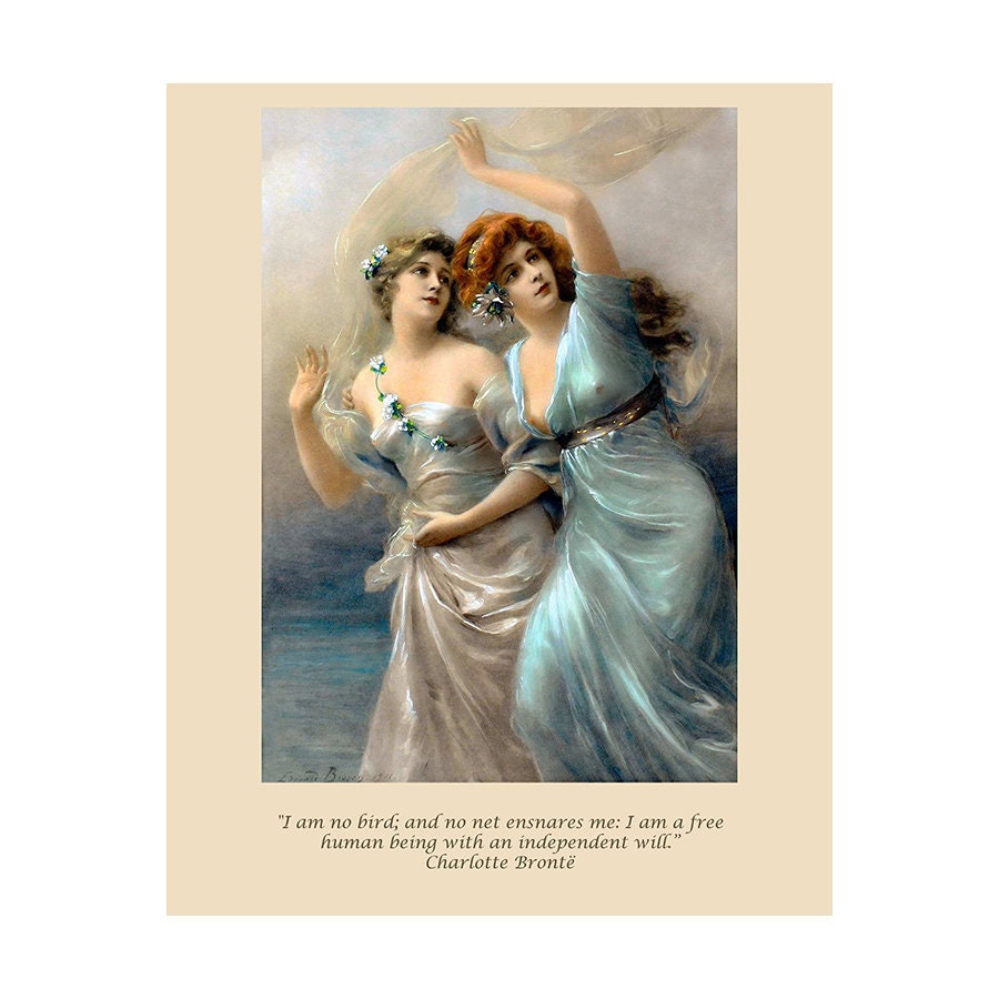 Charlotte Bronte Inspirational Quote, Unframed Edouard Bisson Fine Art Prints - Love's Messengers