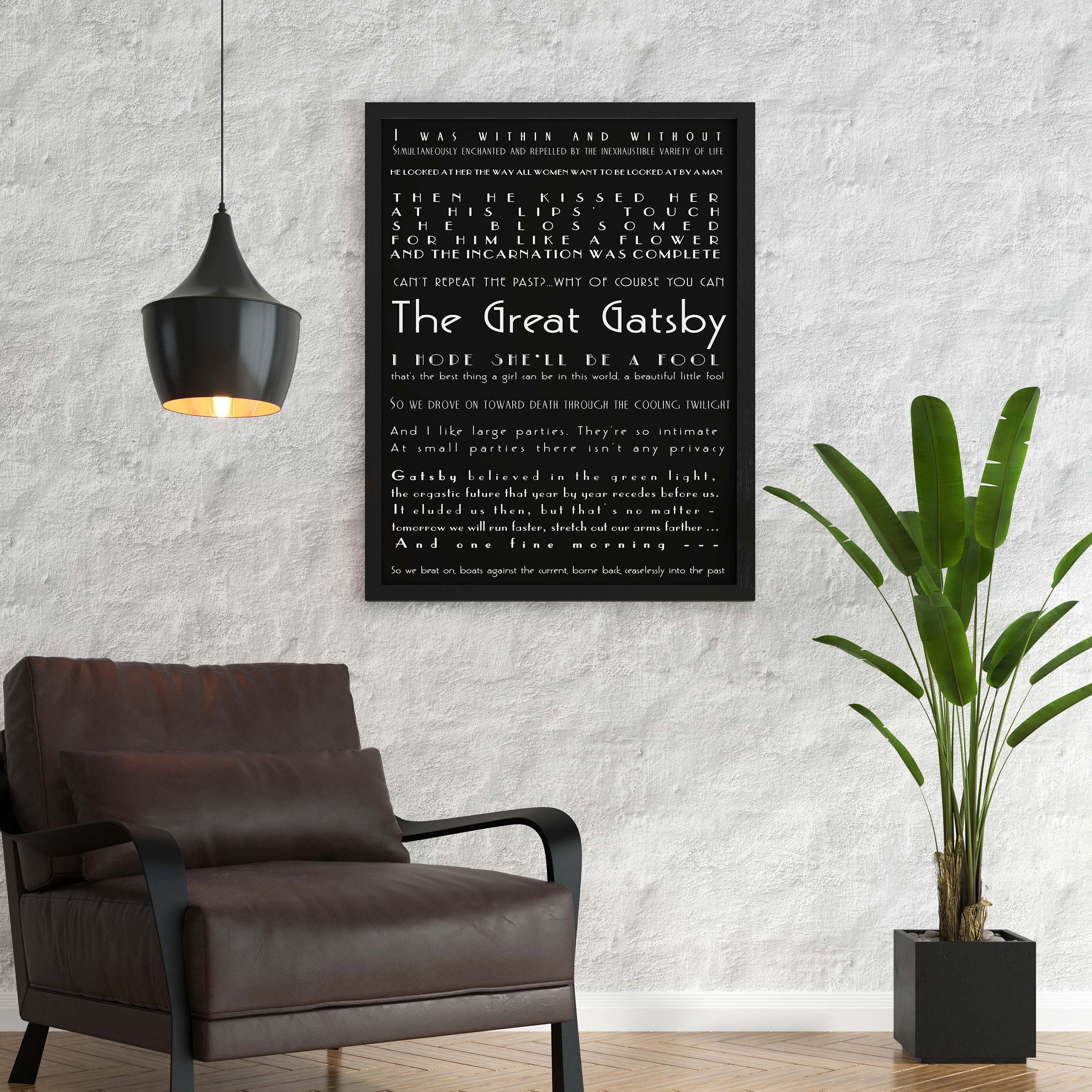 Great Gatsby Quotes Framed Print, Literary Print