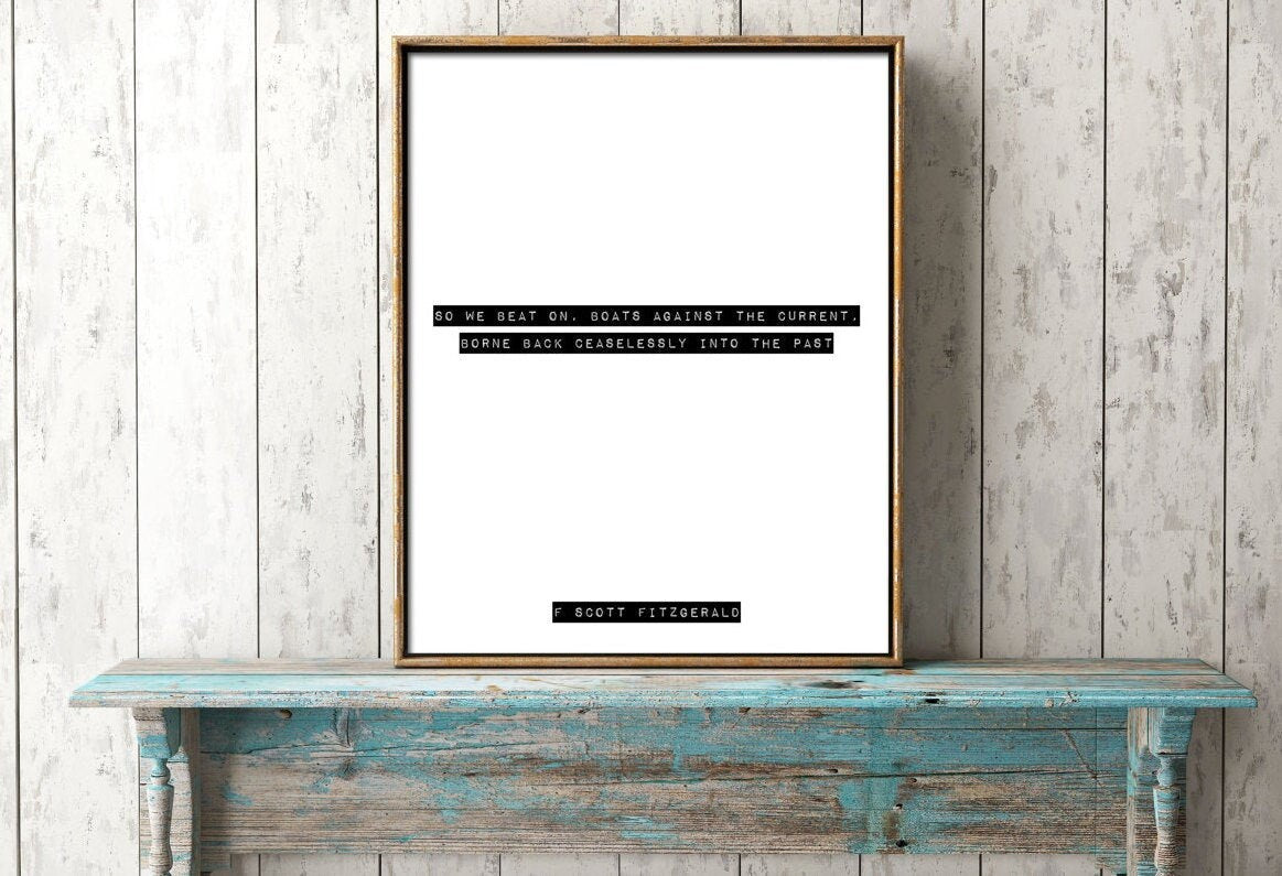 So We Beat On Quote, F Scott Fitzgerald The Great Gatsby Print