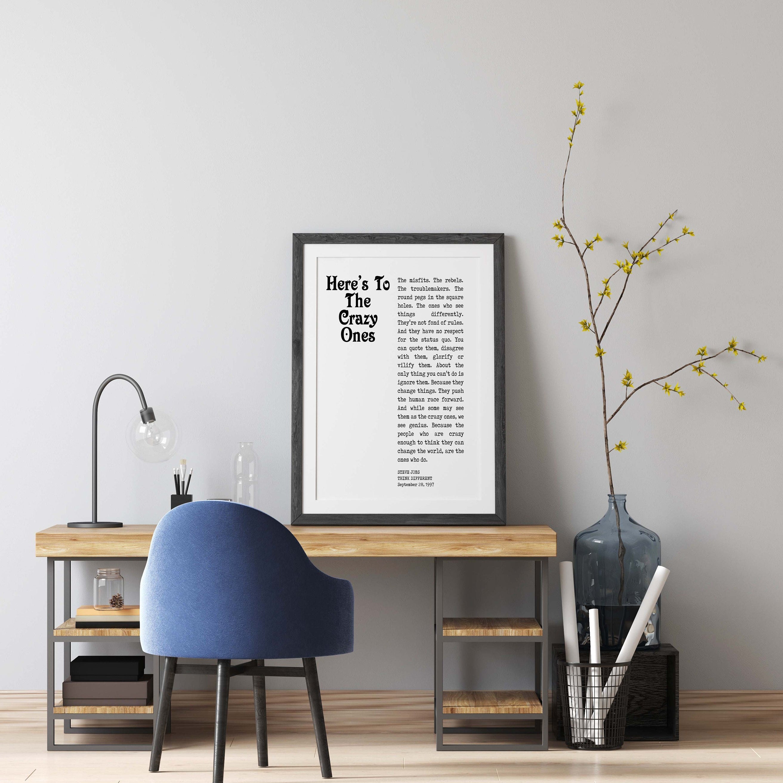 Crazy Ones Steve Jobs Quote Print, Here's to the crazy ones