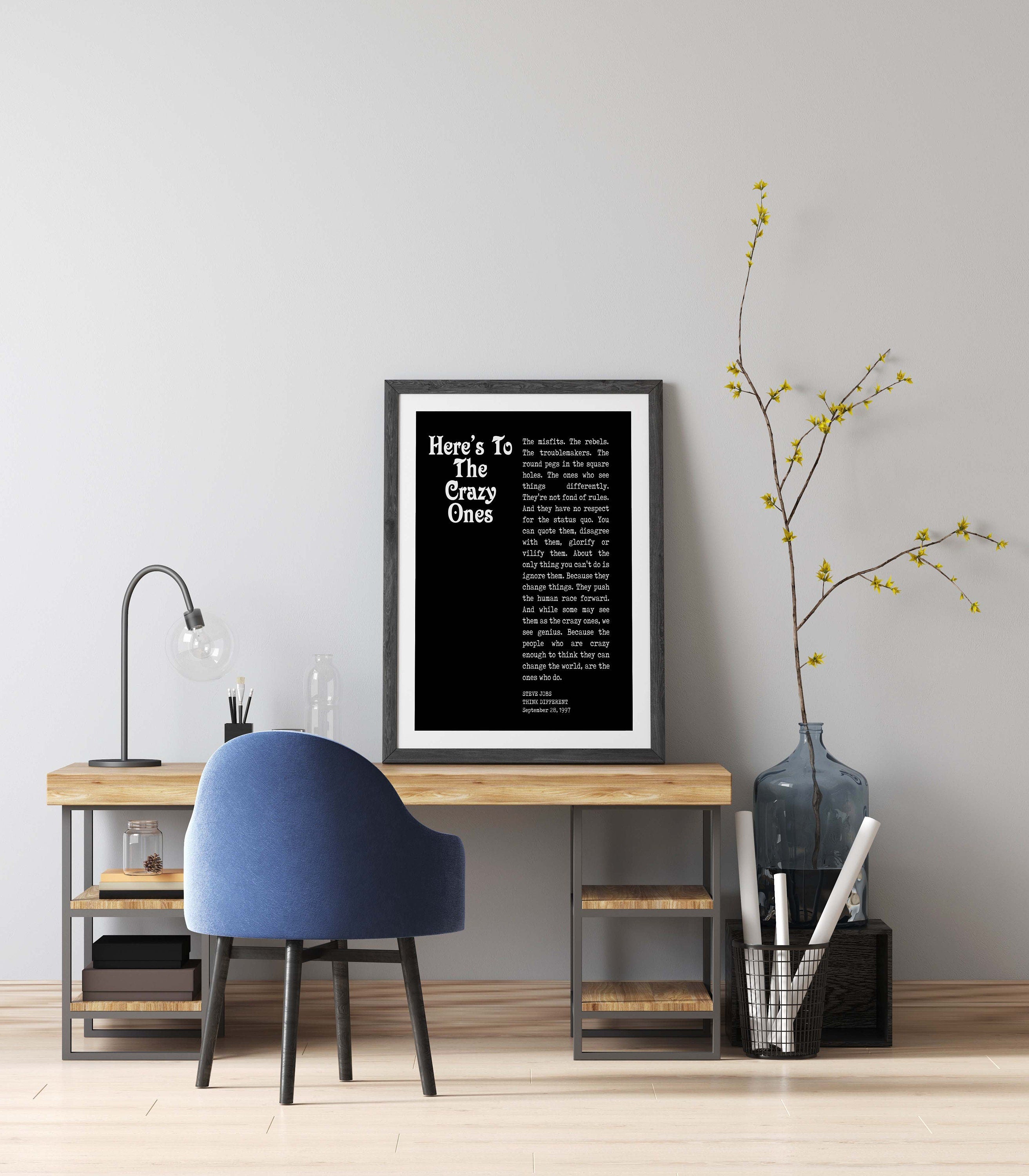Crazy Ones Steve Jobs Quote Print, Here's to the crazy ones