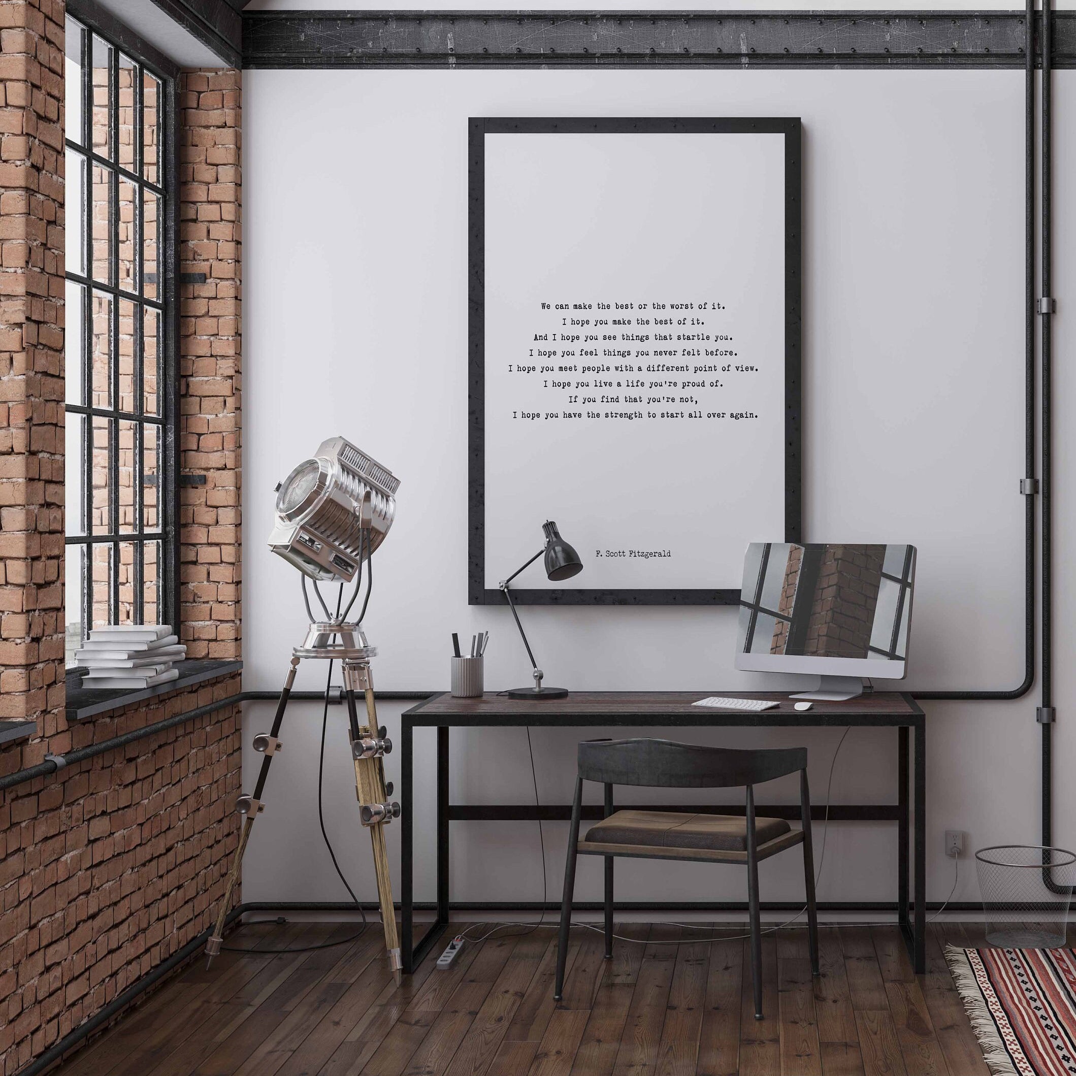 F Scott Fitzgerald Quote Inspirational Print, Make The Best Of It