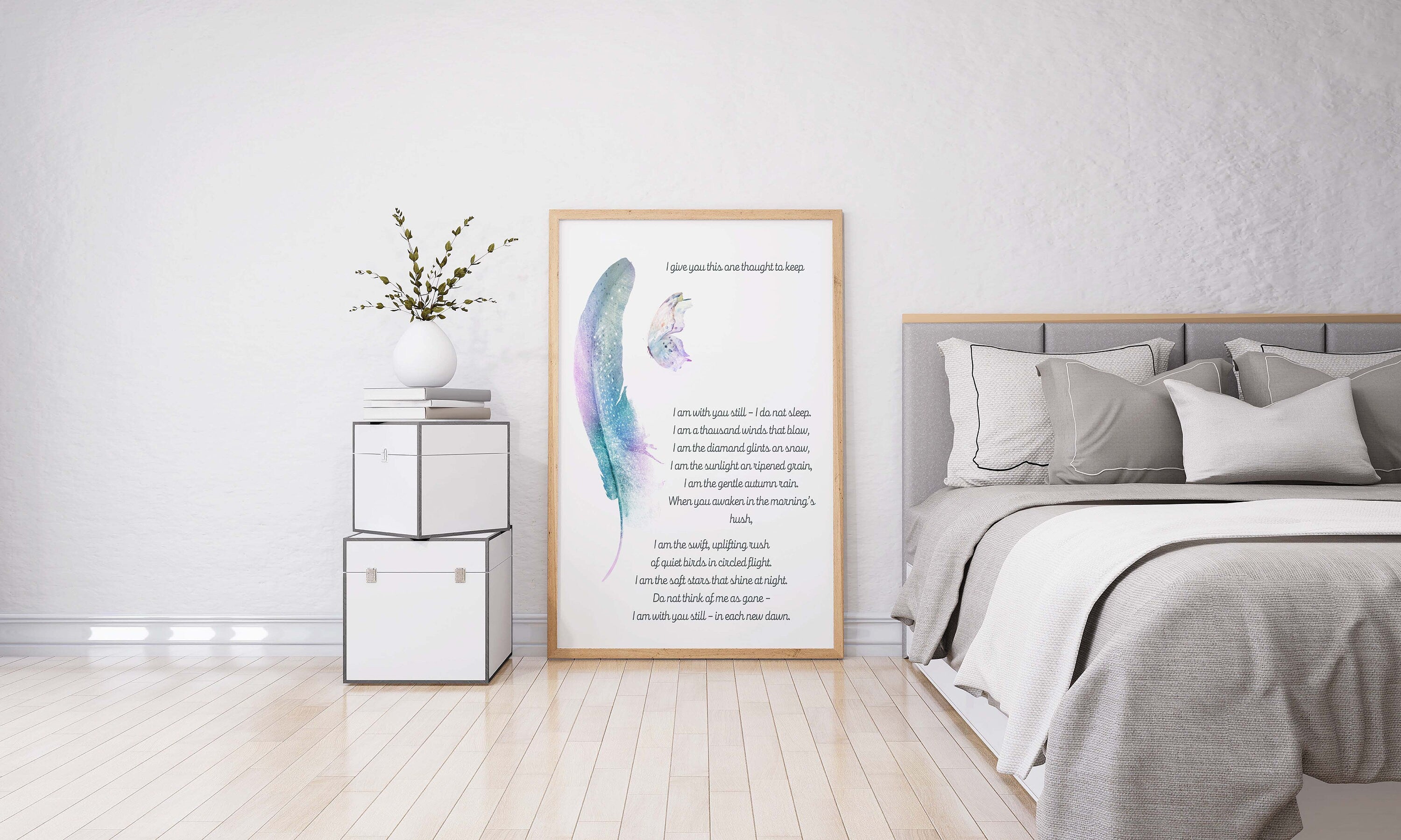 I Give You This One Thought Native American Prayer Quote Print with Watercolor Butterfly & Feather, Inspirational Gift Wall Art