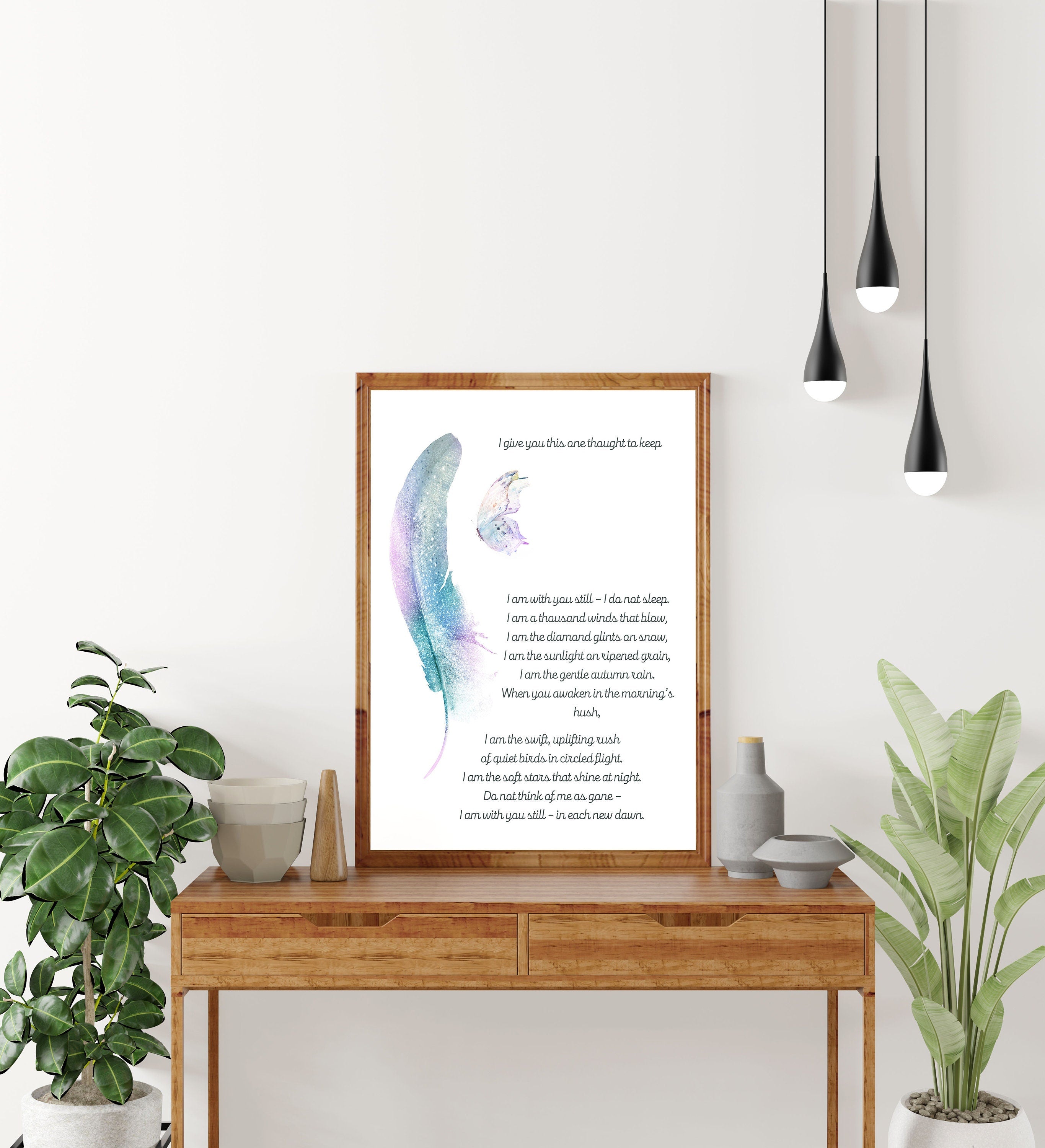 I Give You This One Thought Native American Prayer Quote Print with Watercolor Butterfly & Feather, Inspirational Gift Wall Art