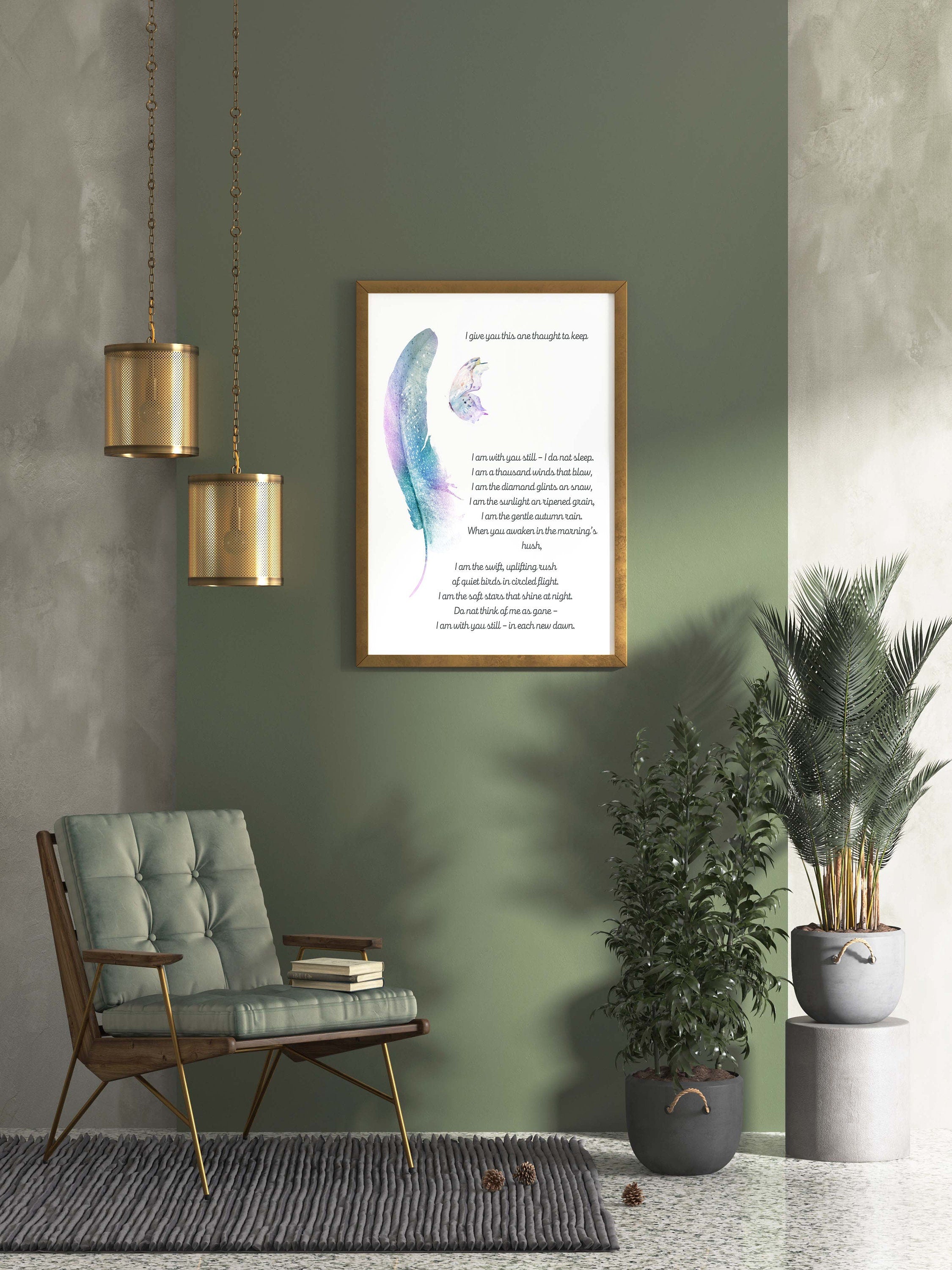 I Give You This One Thought Native American Prayer Quote Print with Watercolor Butterfly & Feather, Inspirational Gift Wall Art