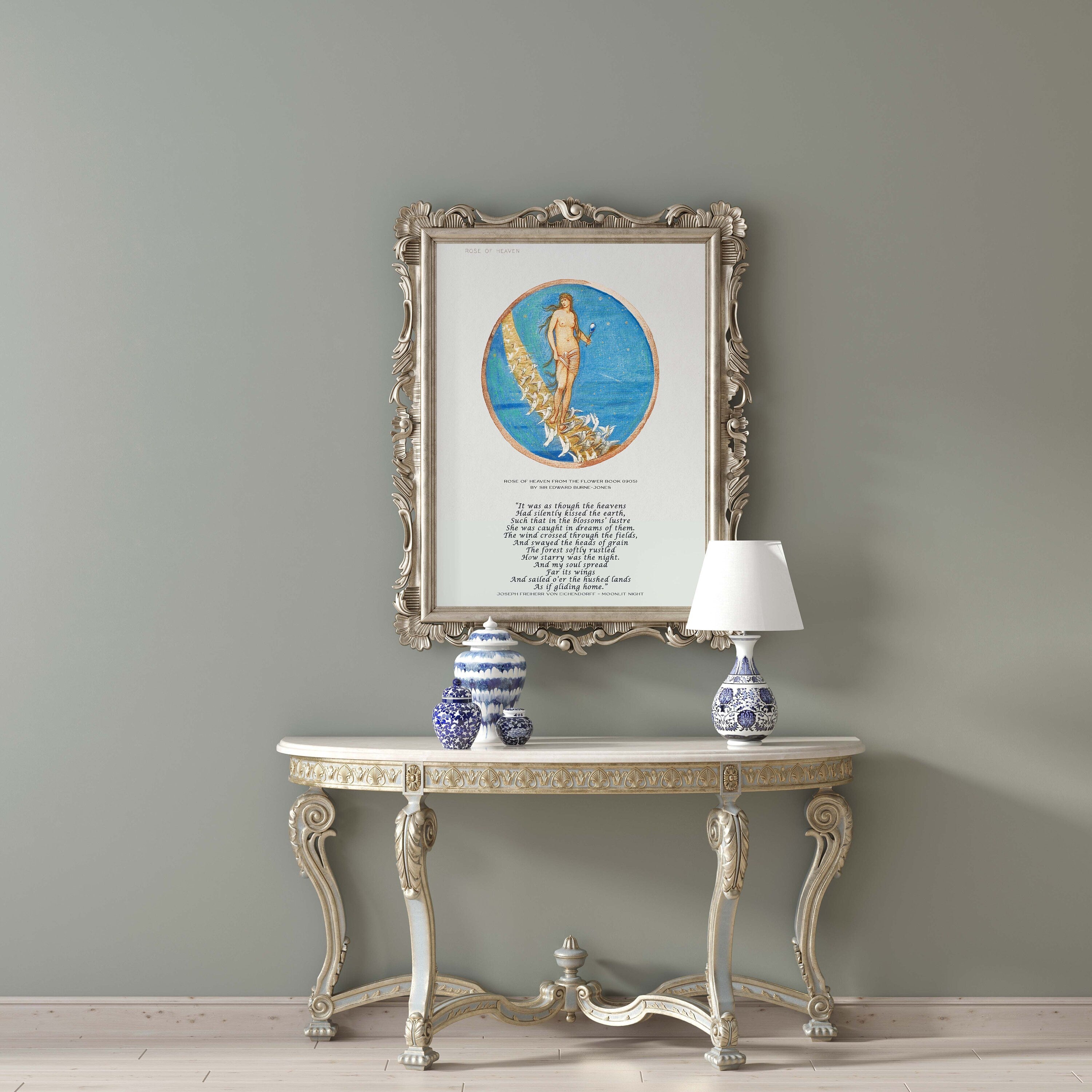 Edward Burne Jones Fine Art Print with Joseph Freiherr von Eichendorff Poem - Rose of Heaven, The Flower Book