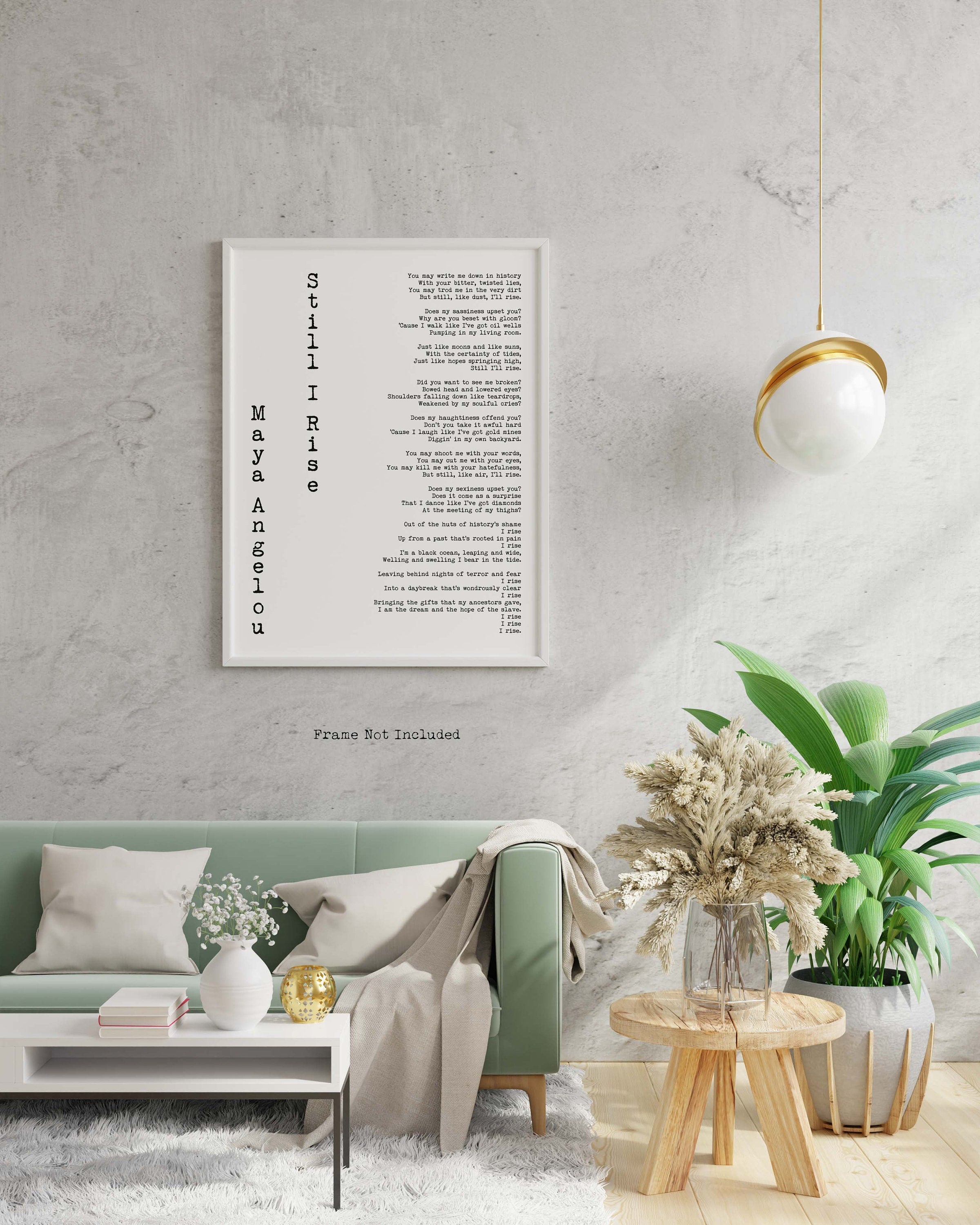 Instant Download Feminist Art, Maya Angelou Printable Wall Art Poem Quote, Still I Rise, Poetry Wall Art, self respect, confidence